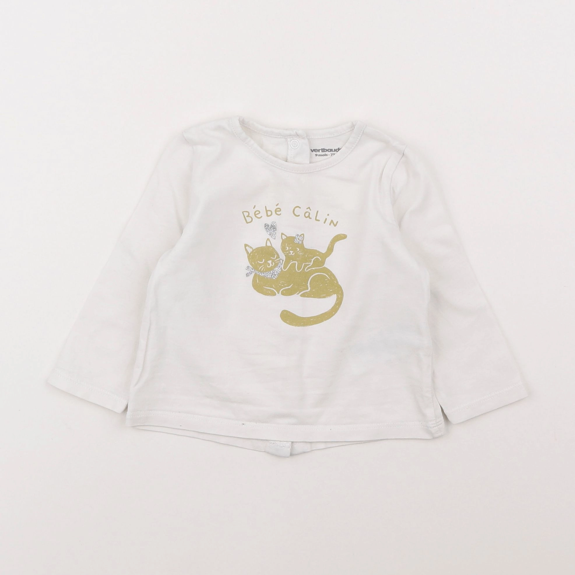 Vertbaudet - tee-shirt blanc - 9 mois
