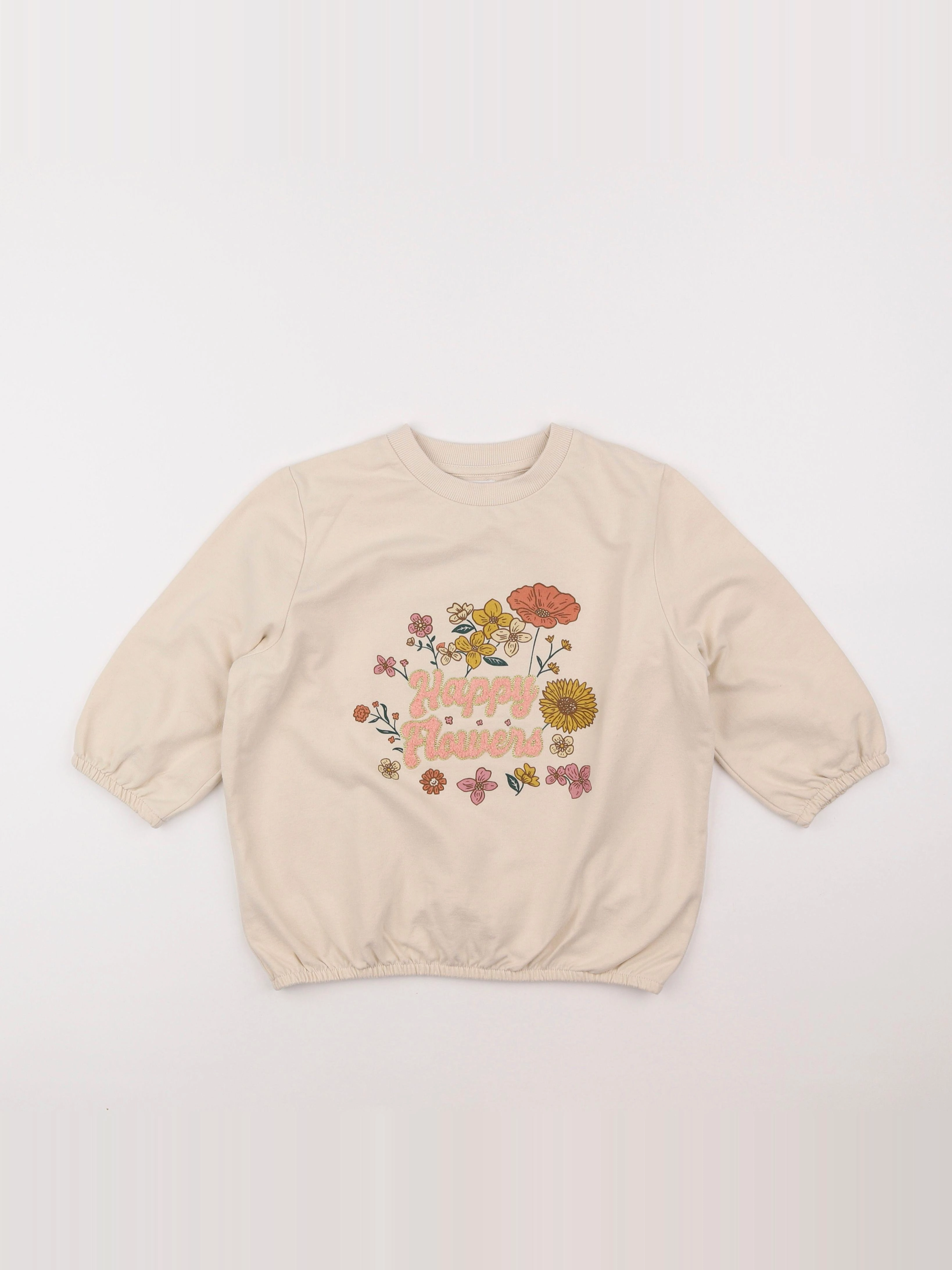 Vertbaudet - sweat beige - 10 ans