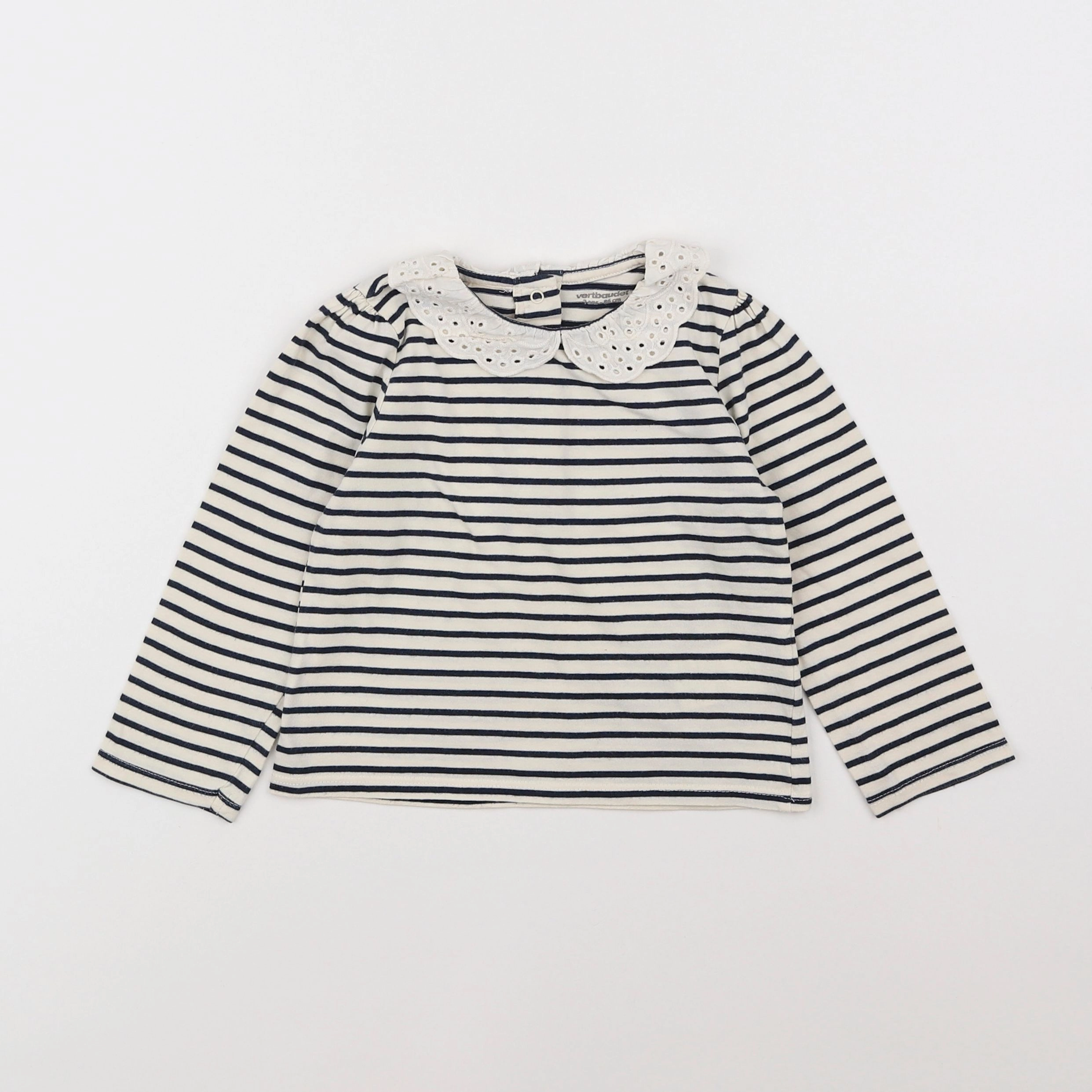 Vertbaudet - tee-shirt beige, bleu - 2 ans