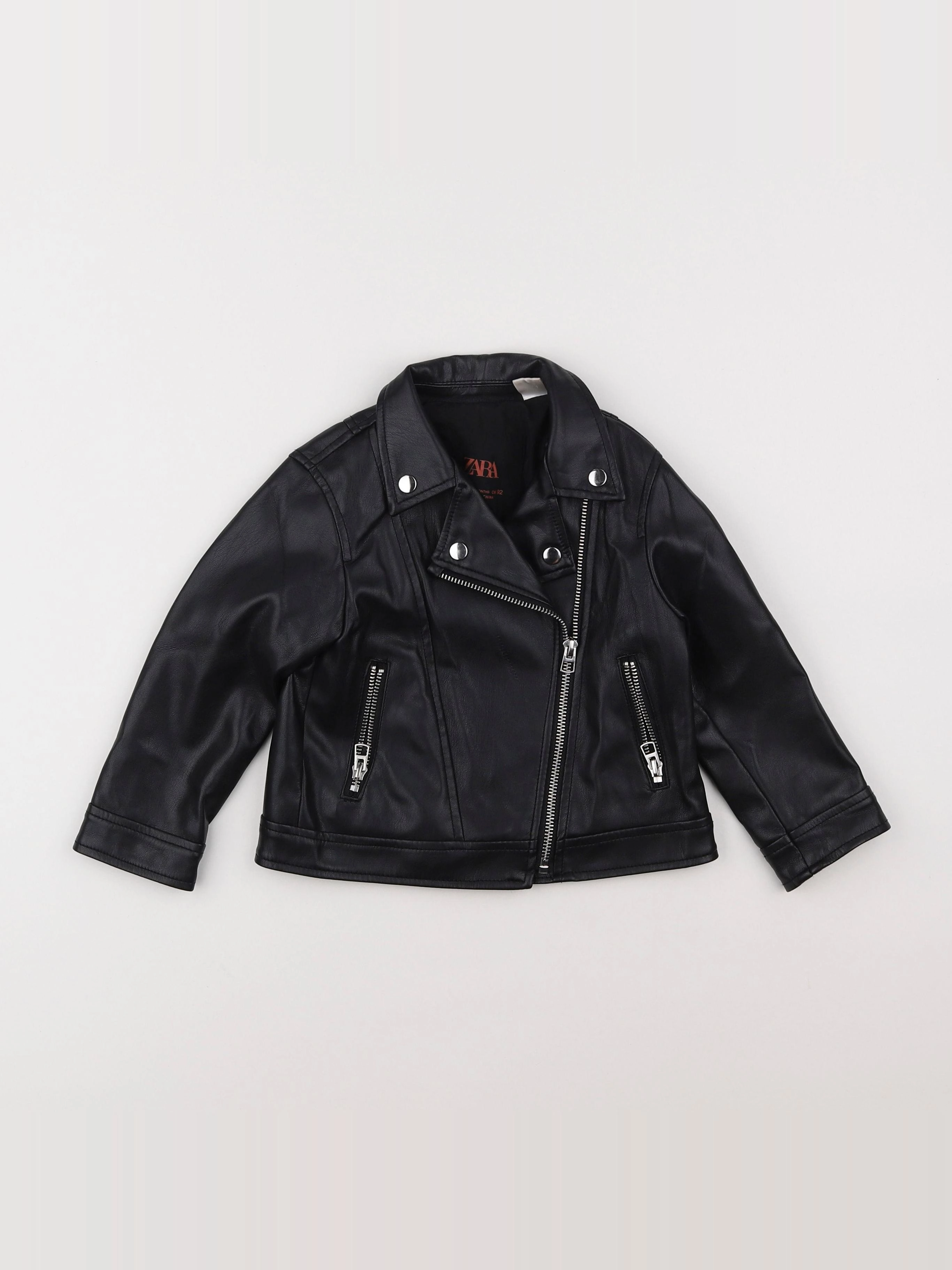 Zara - veste simili cuir noir - 18 mois à 2 ans