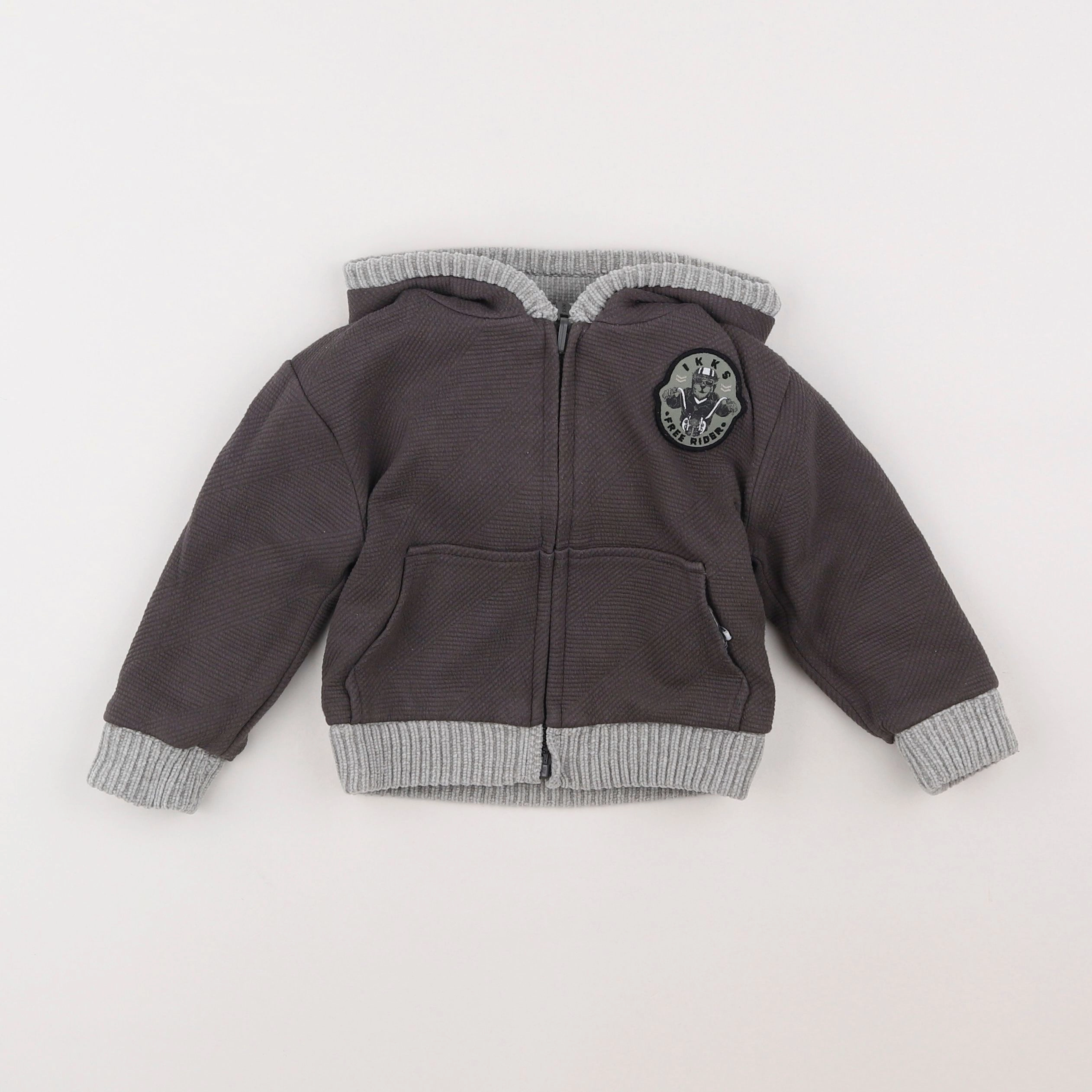 IKKS - sweat réversible gris - 2 ans