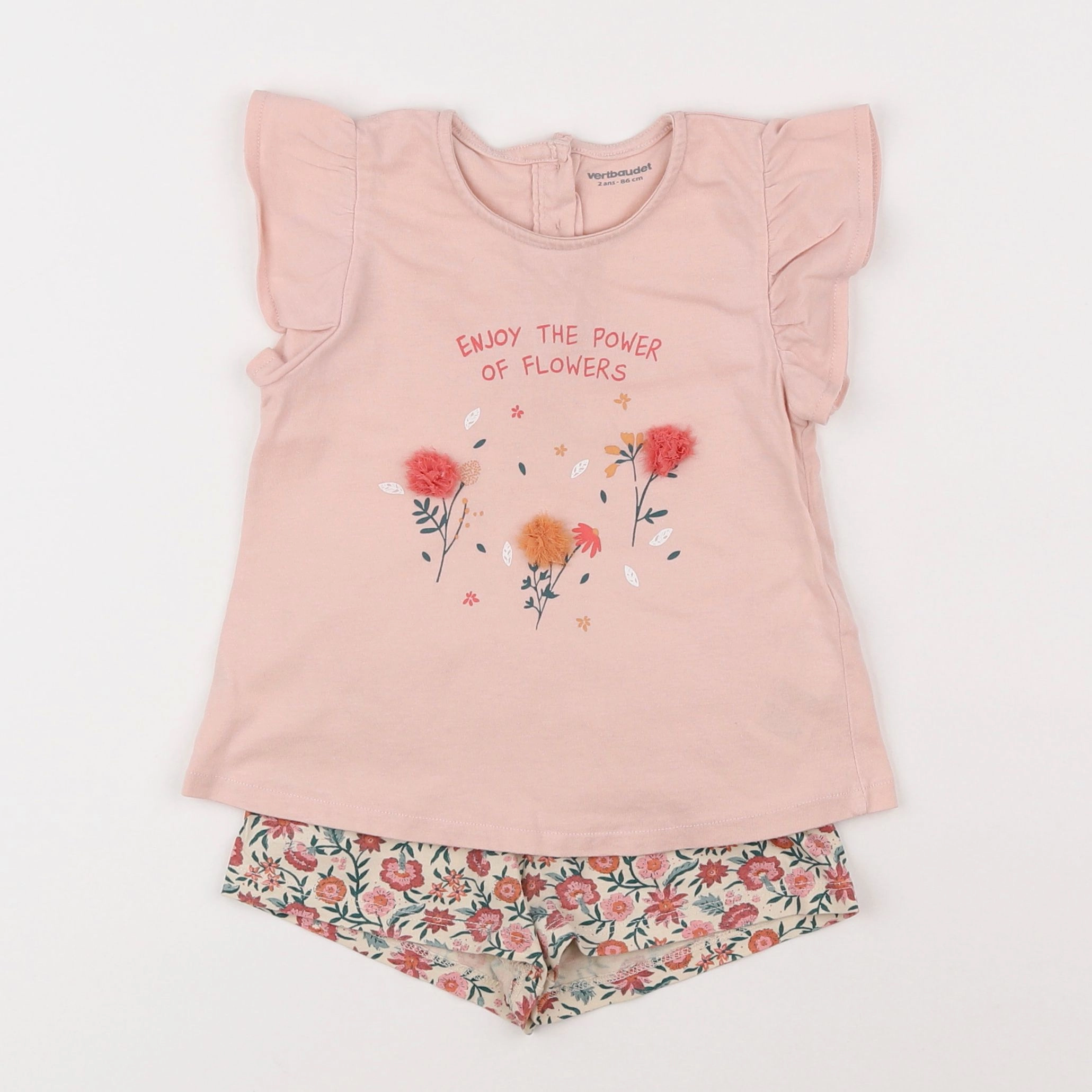 Vertbaudet - ensemble rose - 2 ans