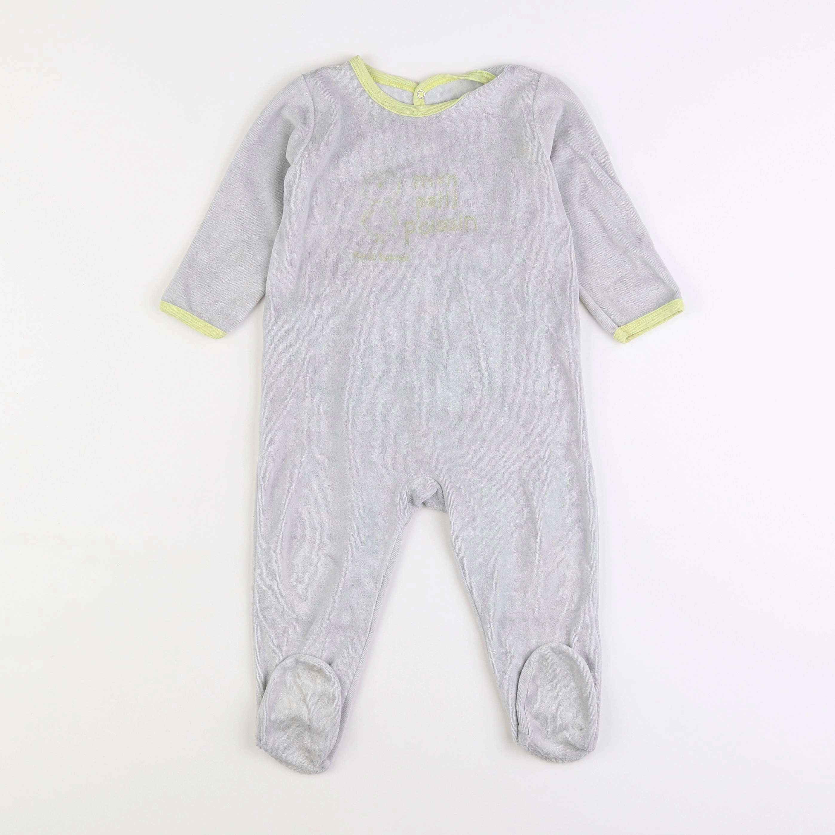 Petit Bateau - pyjama velours gris - 18 mois