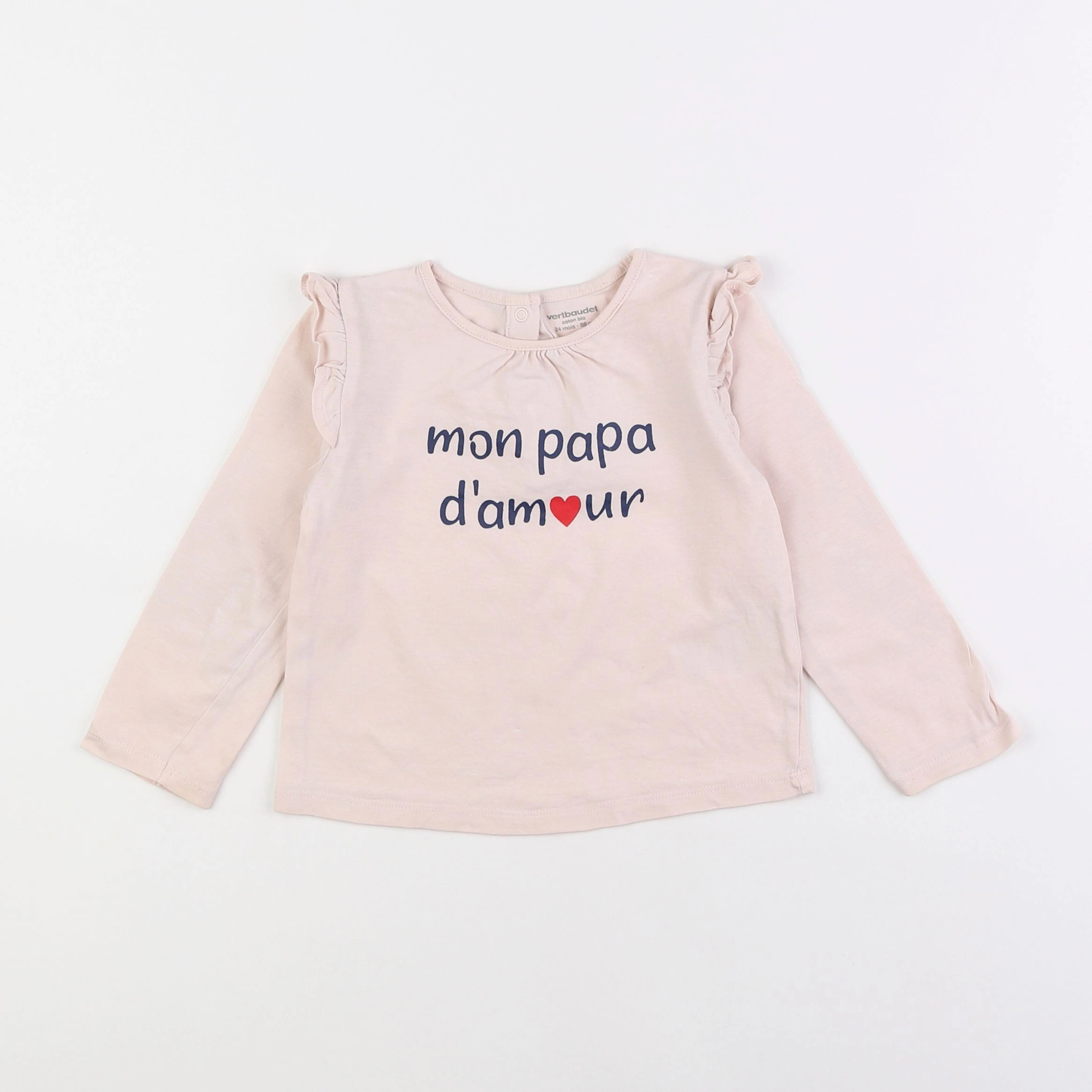 Vertbaudet - tee-shirt rose - 2 ans