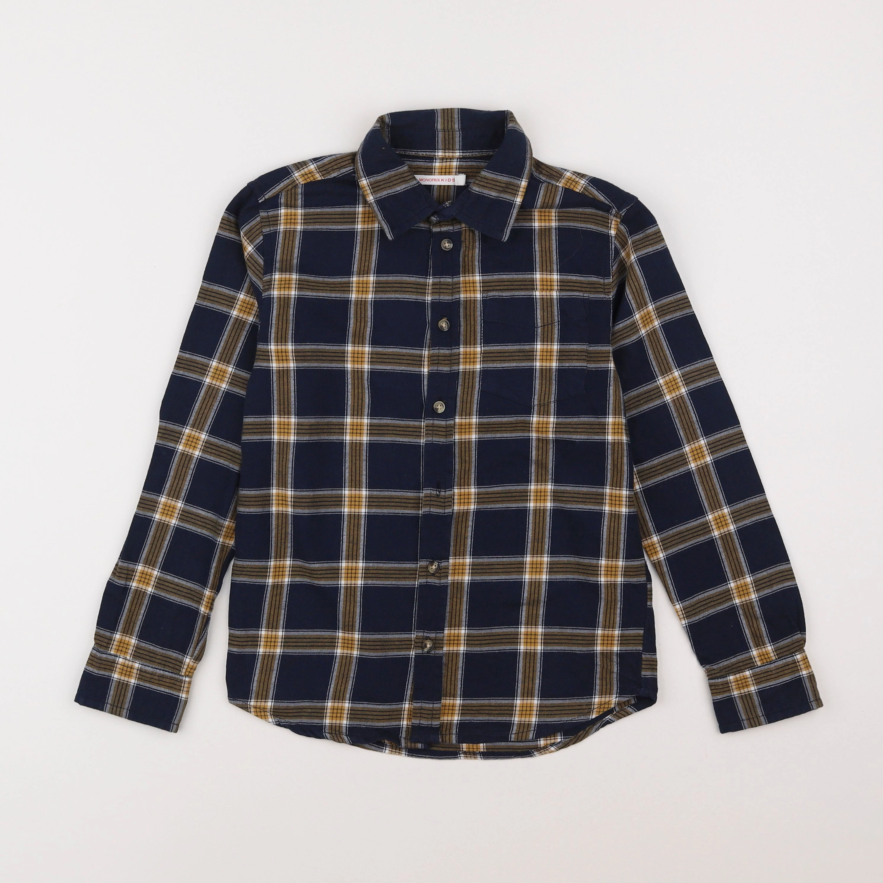 Monoprix - chemise bleu, jaune - 8 ans