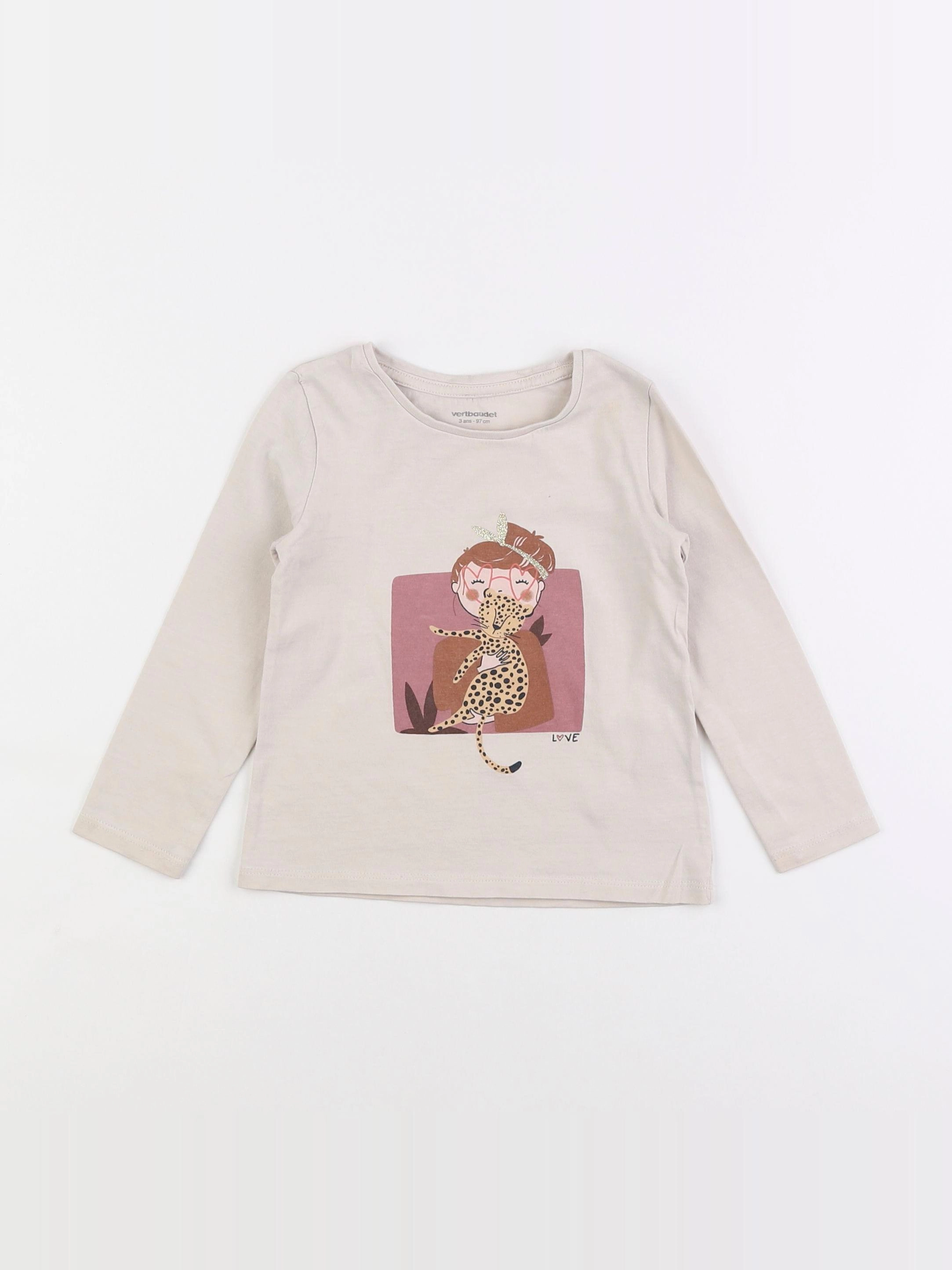 Vertbaudet - tee-shirt beige - 3 ans
