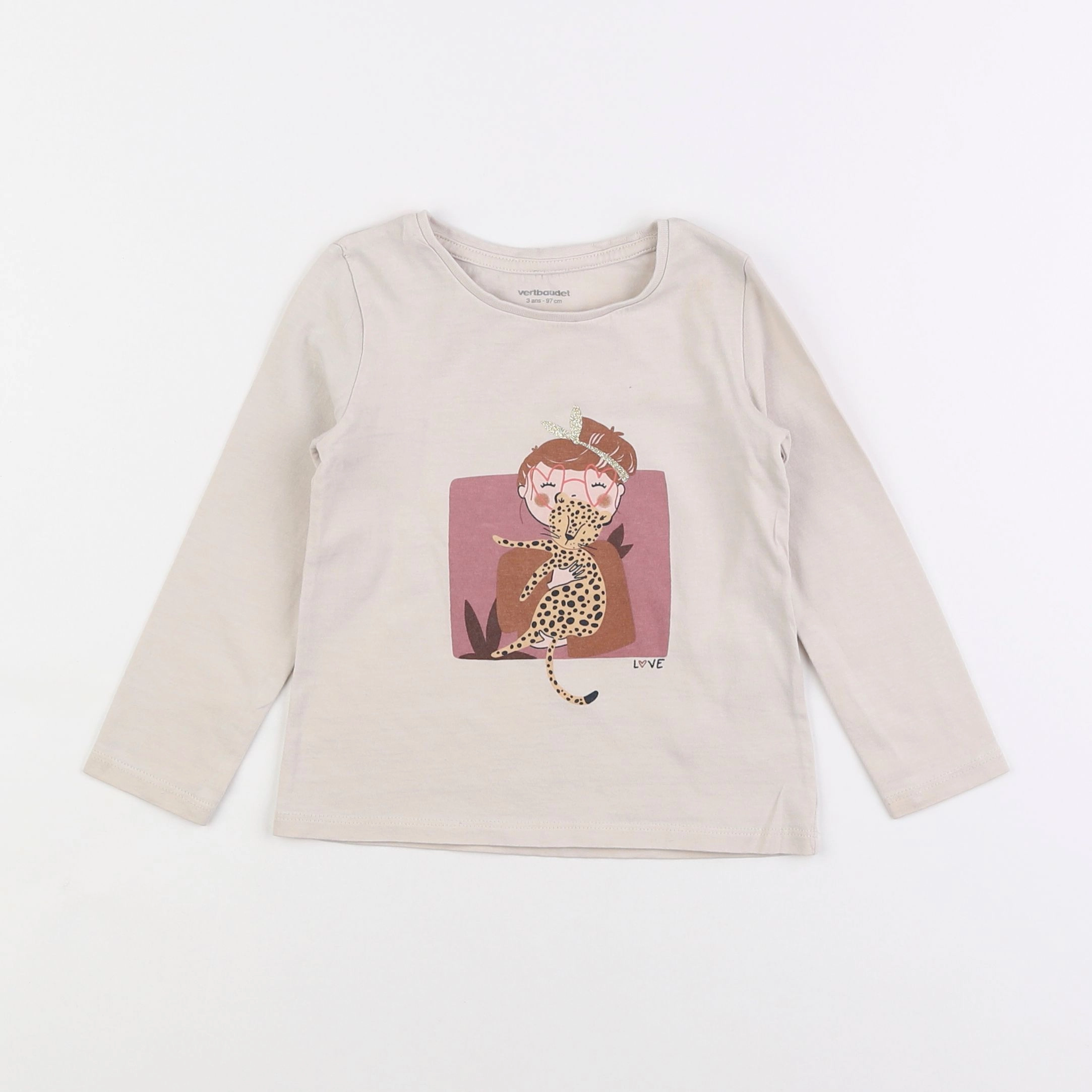 Vertbaudet - tee-shirt beige - 3 ans