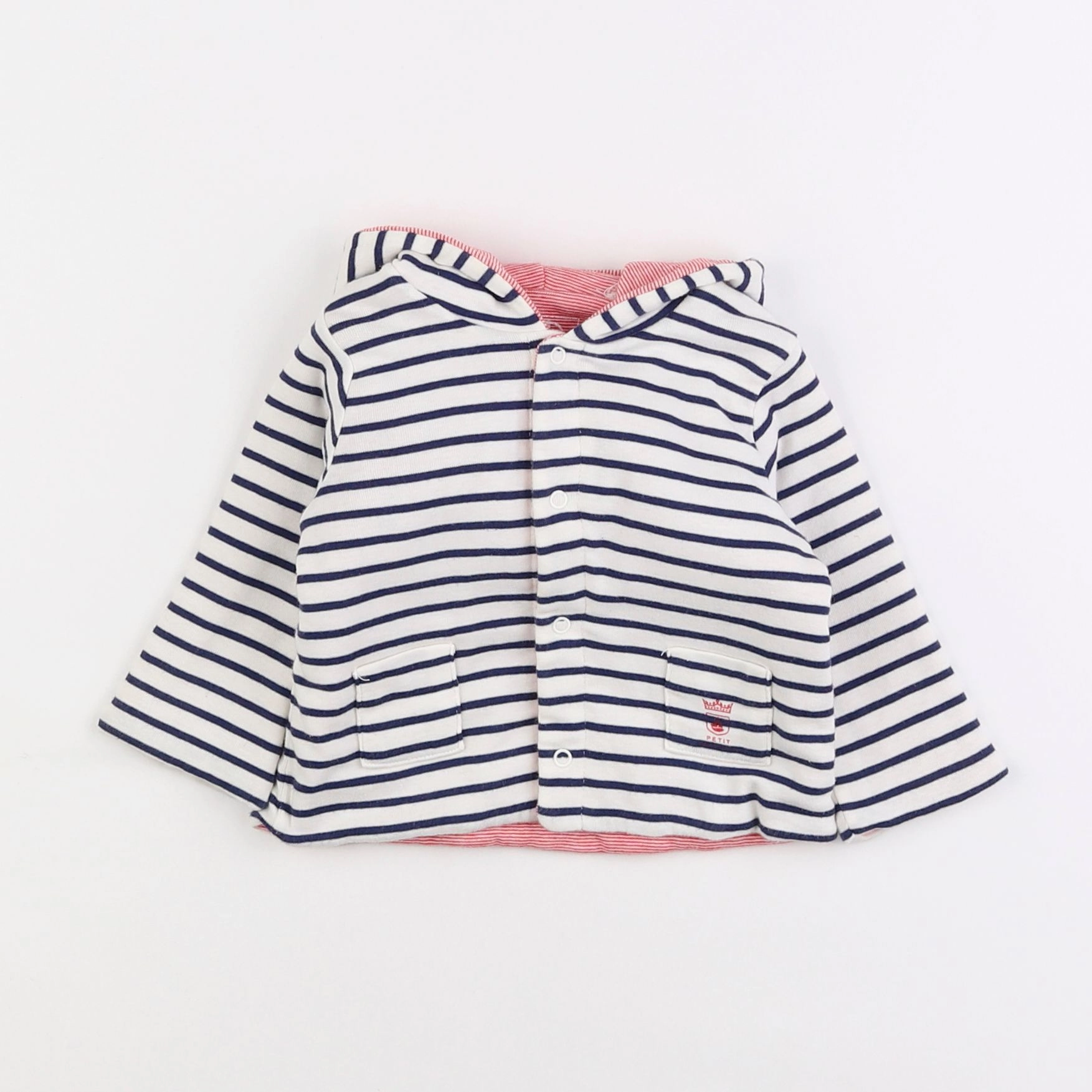 Petit Bateau - sweat blanc, bleu - 3 mois