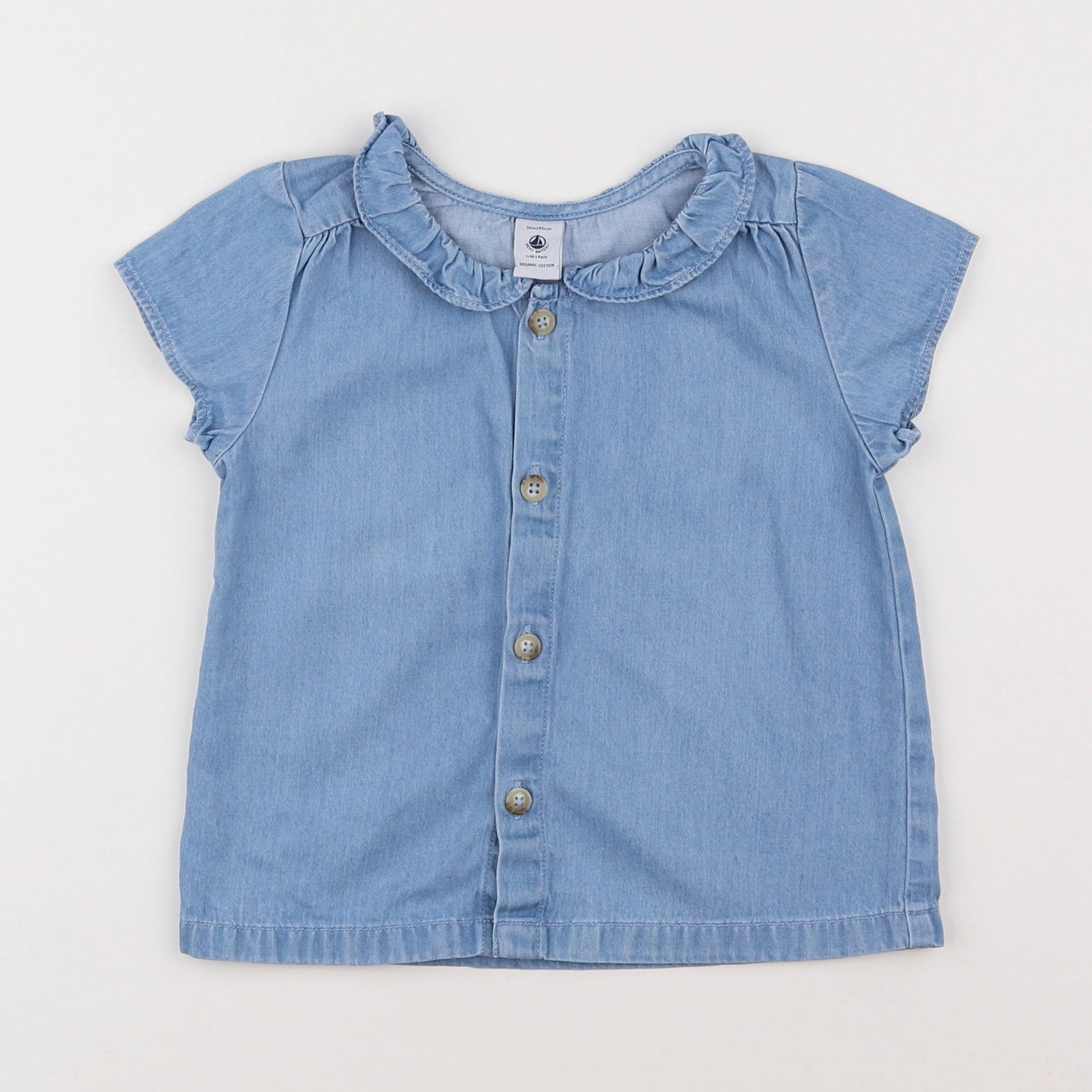 Petit Bateau - chemise bleu - 3 ans