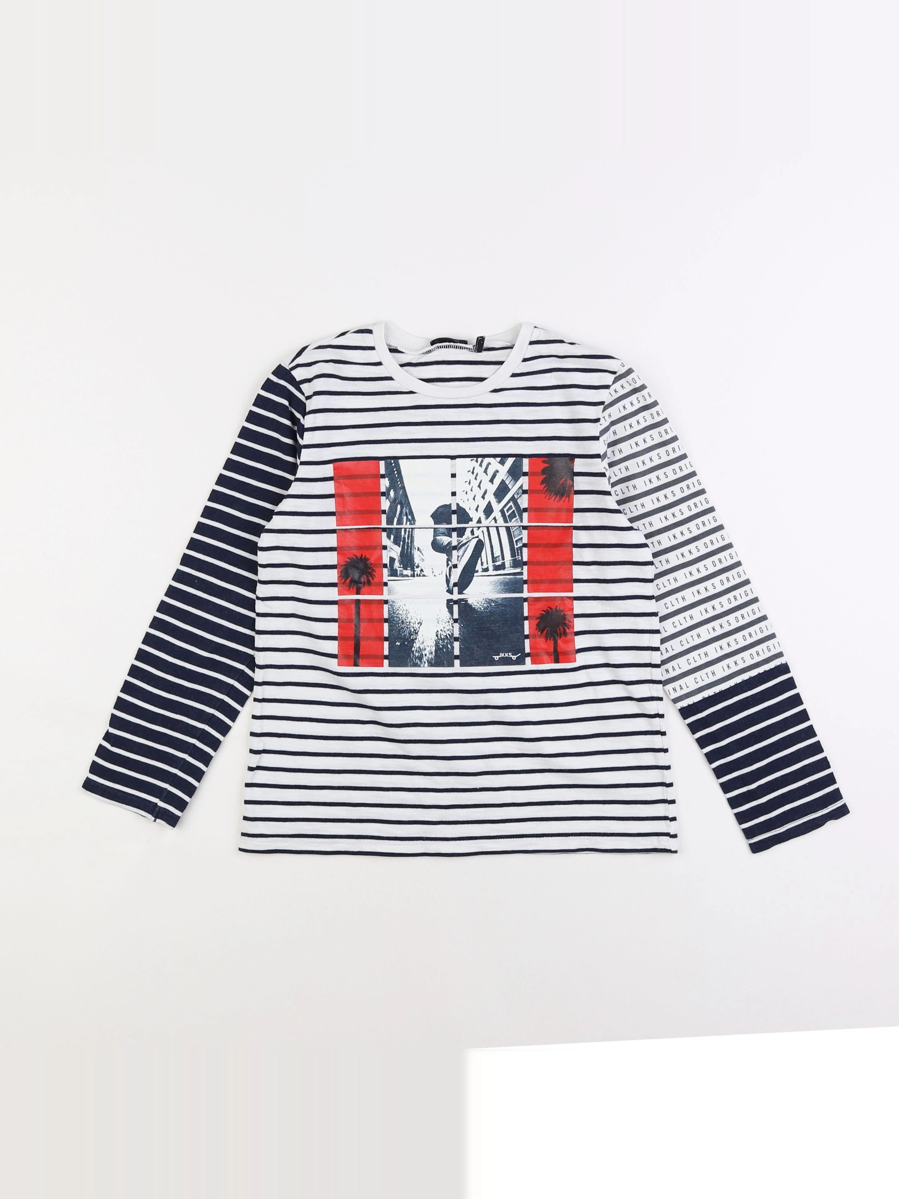 IKKS - tee-shirt blanc, bleu - 8 ans