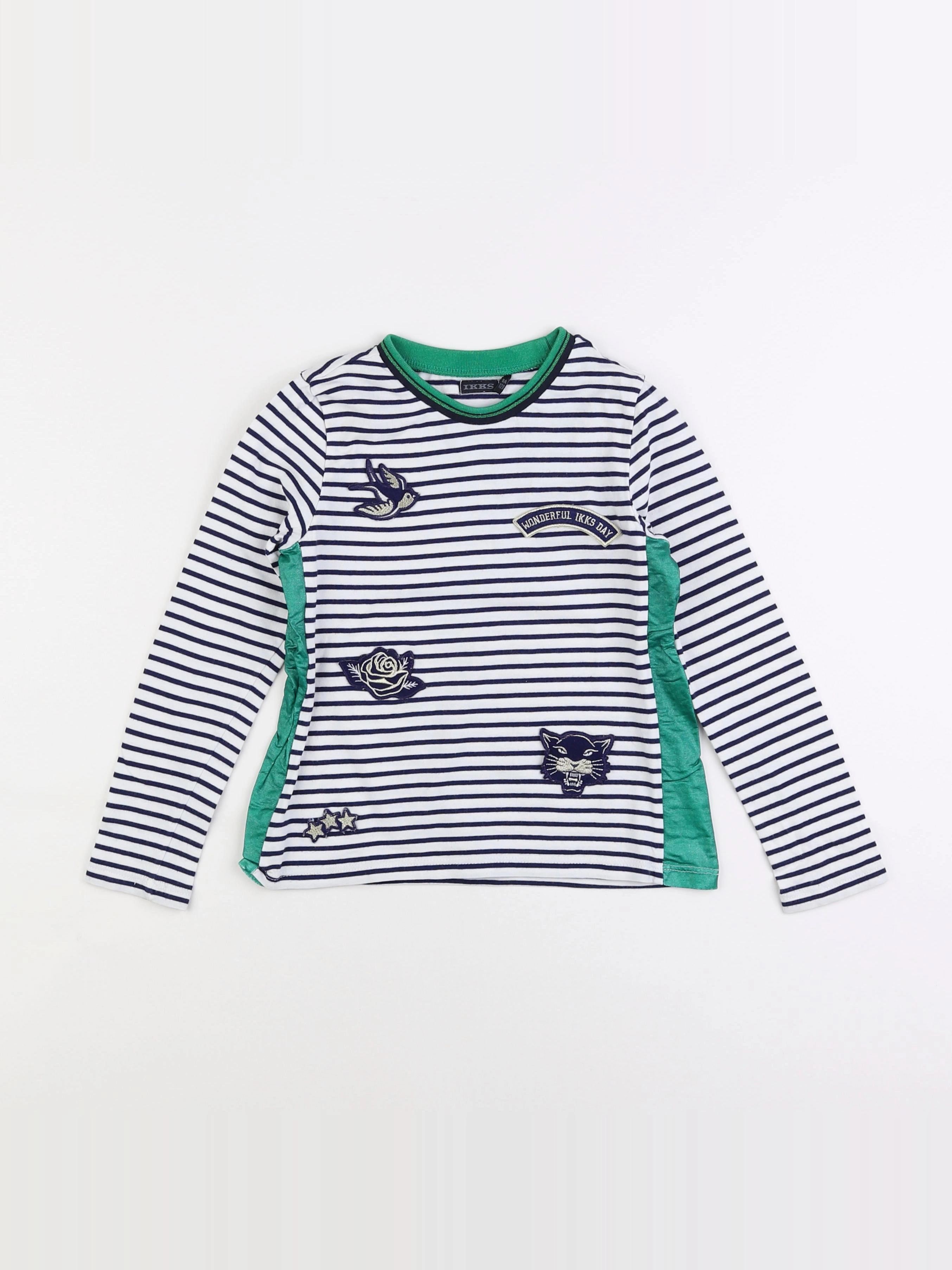 IKKS - tee-shirt blanc, bleu - 8 ans