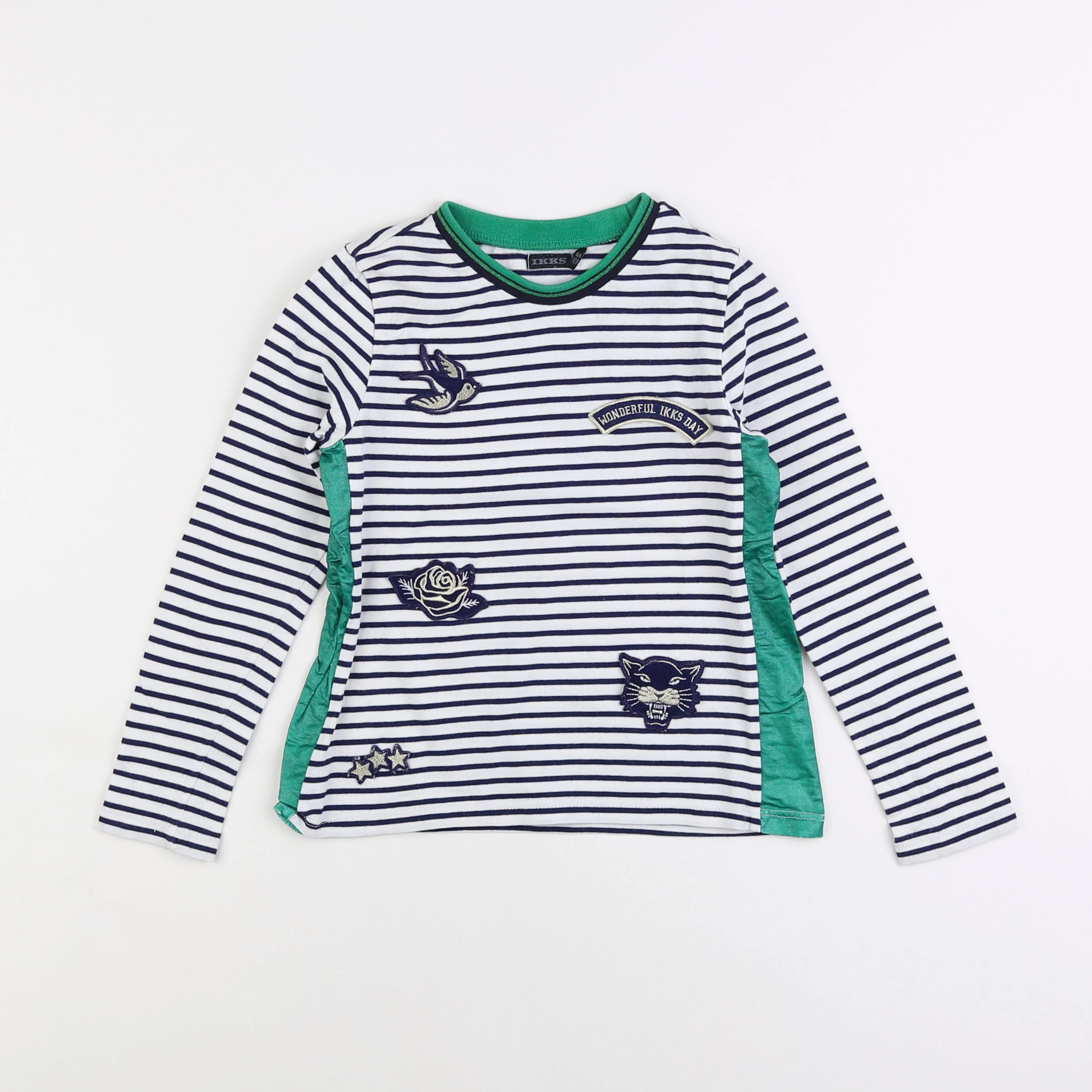 IKKS - tee-shirt blanc, bleu - 8 ans