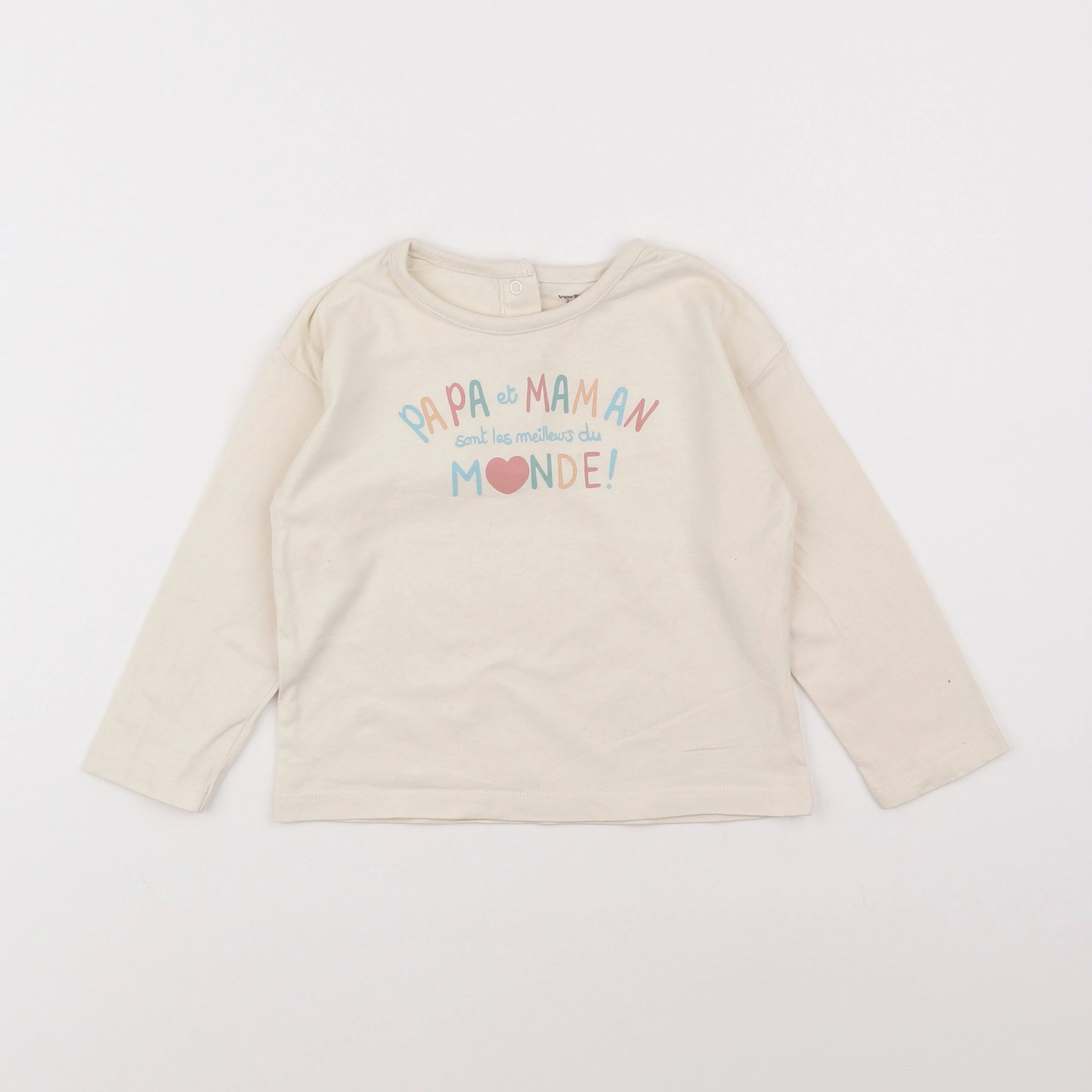 Vertbaudet - tee-shirt beige - 2 ans