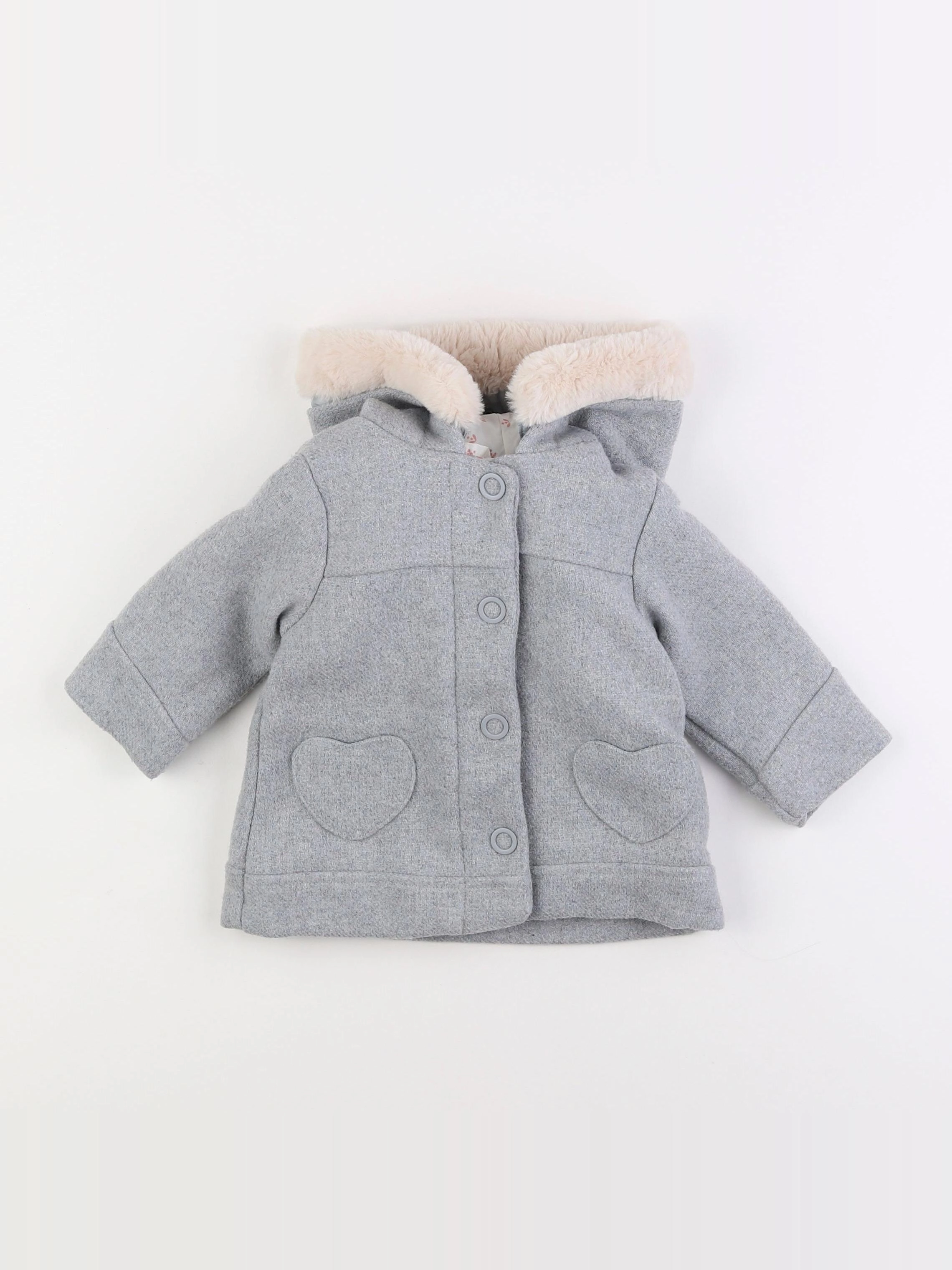 Vertbaudet - manteau gris - 9 mois