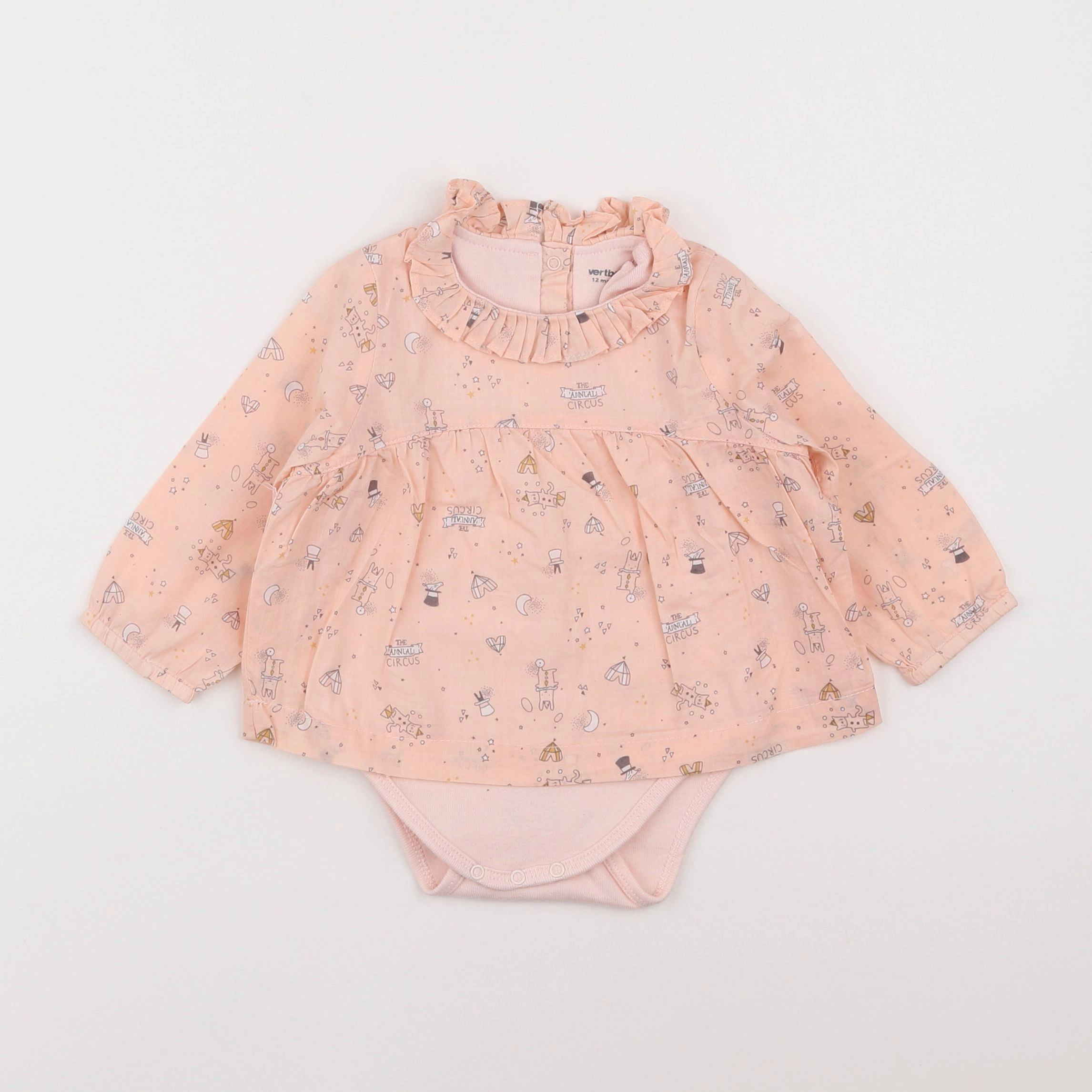 Vertbaudet - body blouse rose - 12 mois