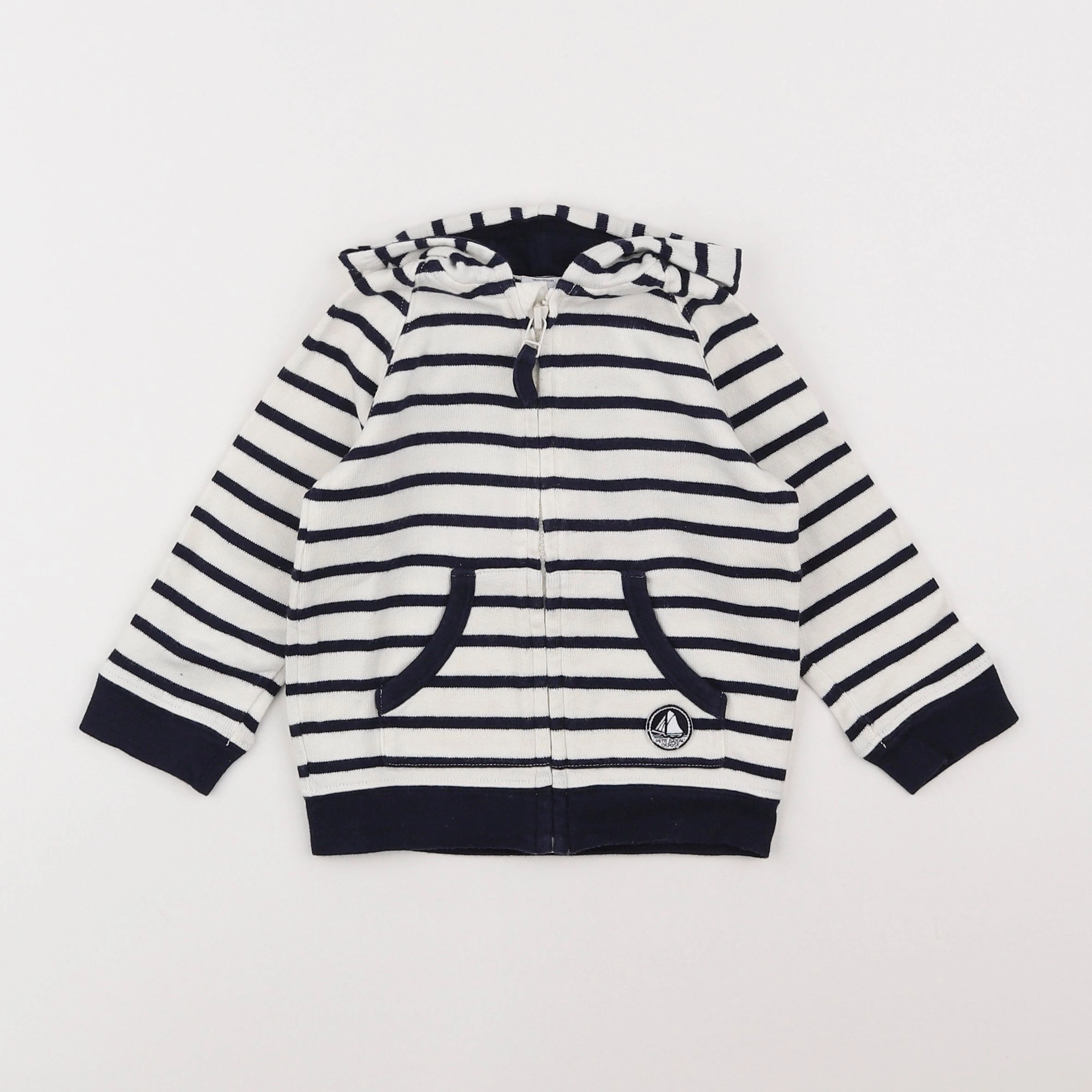 Petit Bateau - sweat blanc, bleu - 18 mois