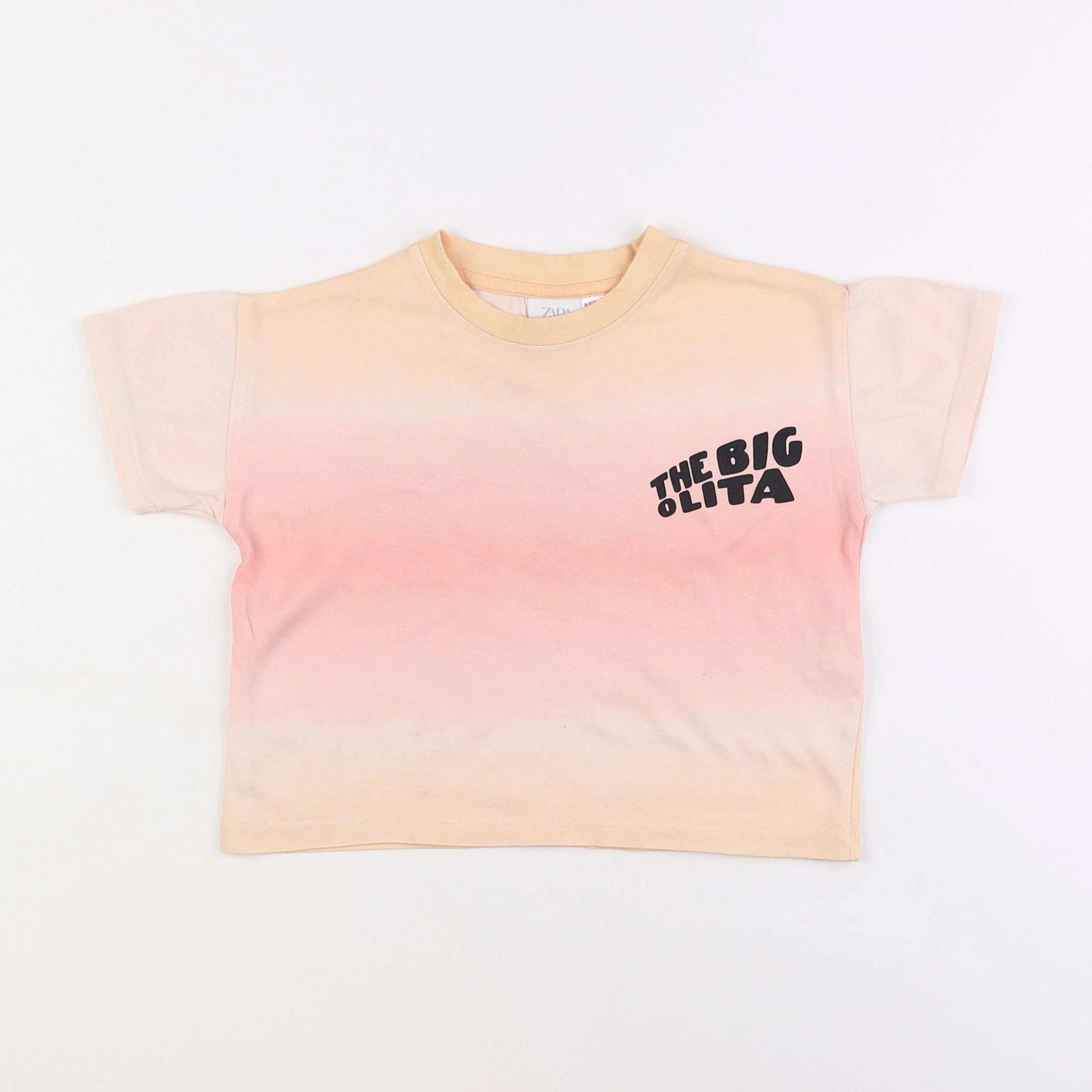 Zara - tee-shirt jaune, rose - 12/18 mois