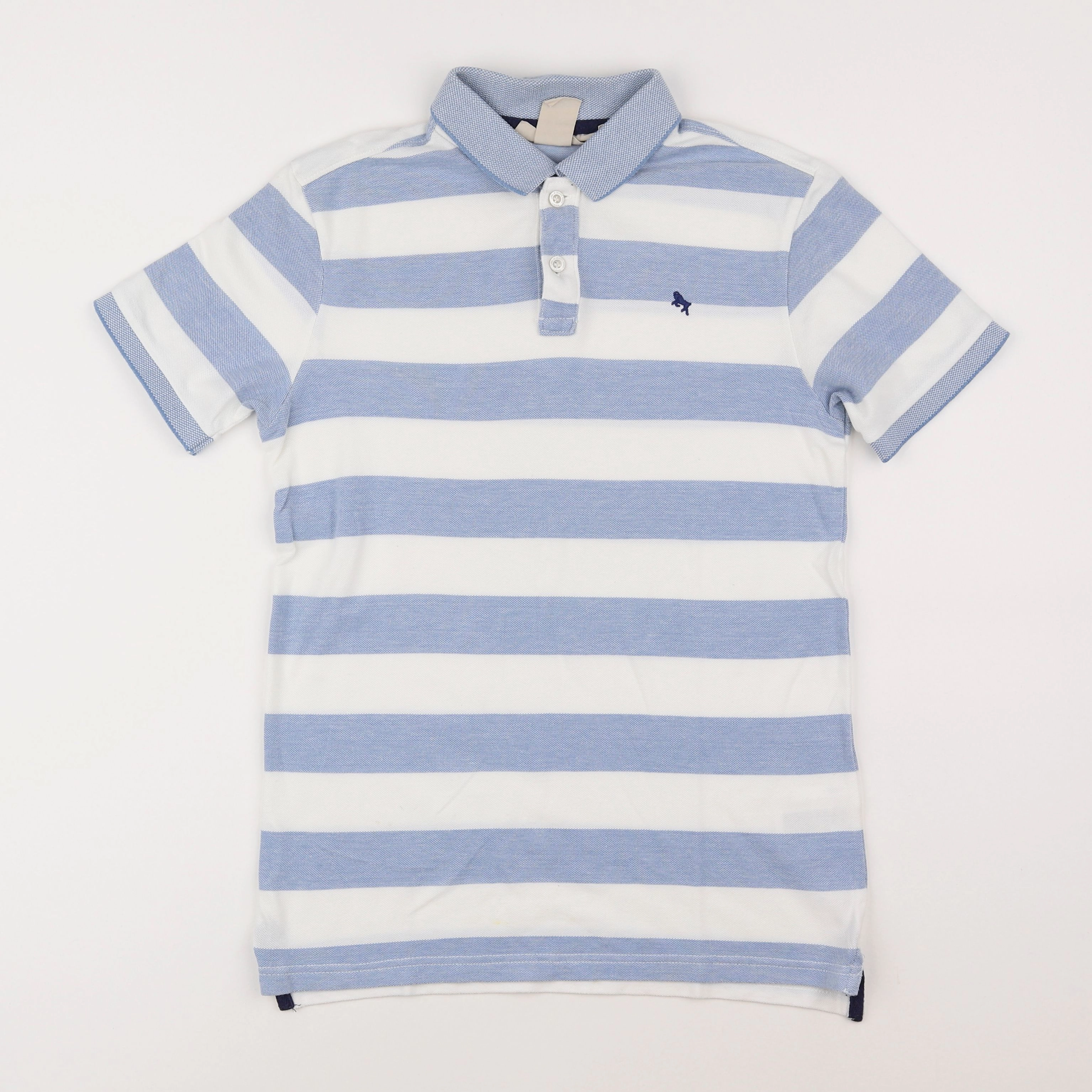 H&M - polo blanc, bleu - 10/12 ans