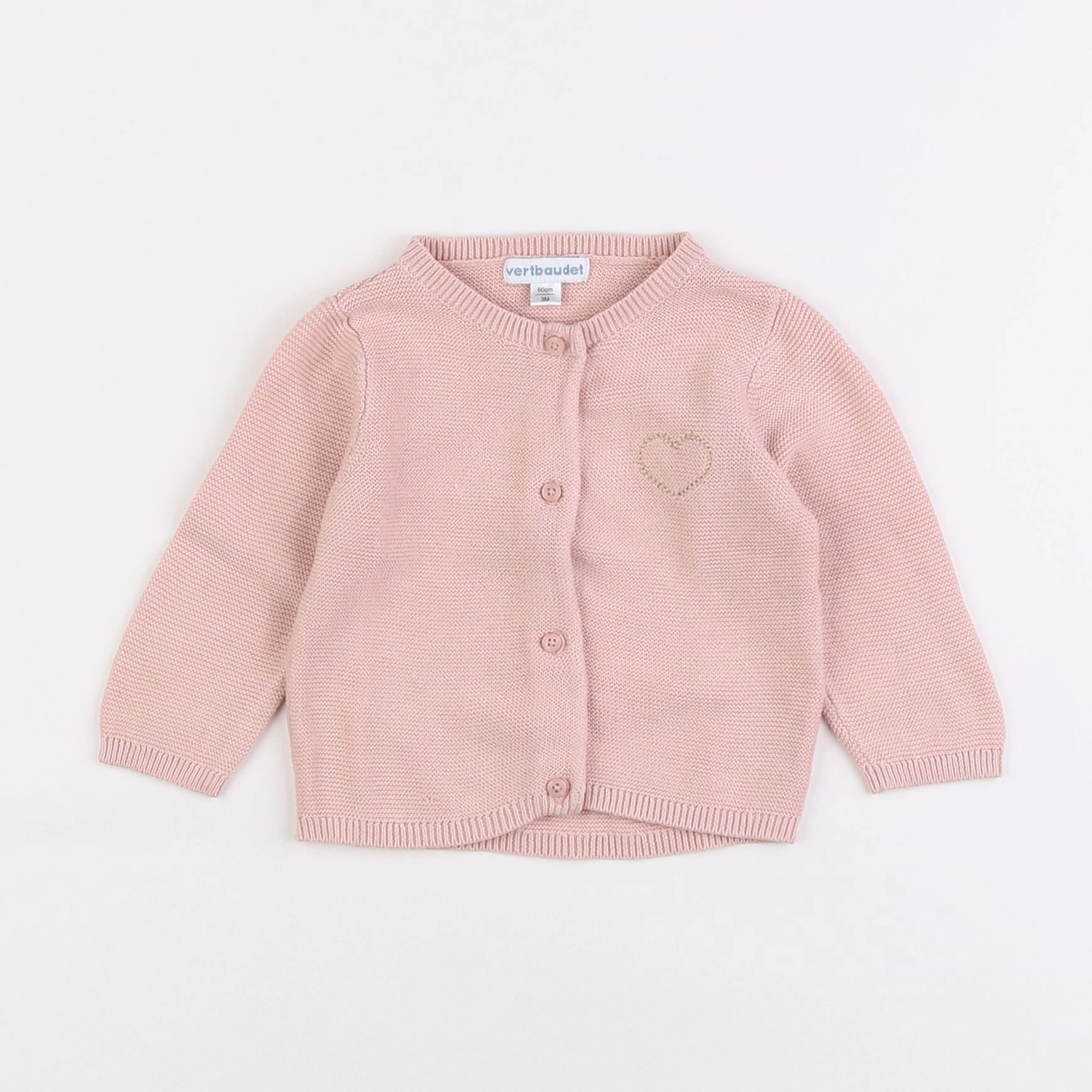 Vertbaudet - gilet rose - 3 mois