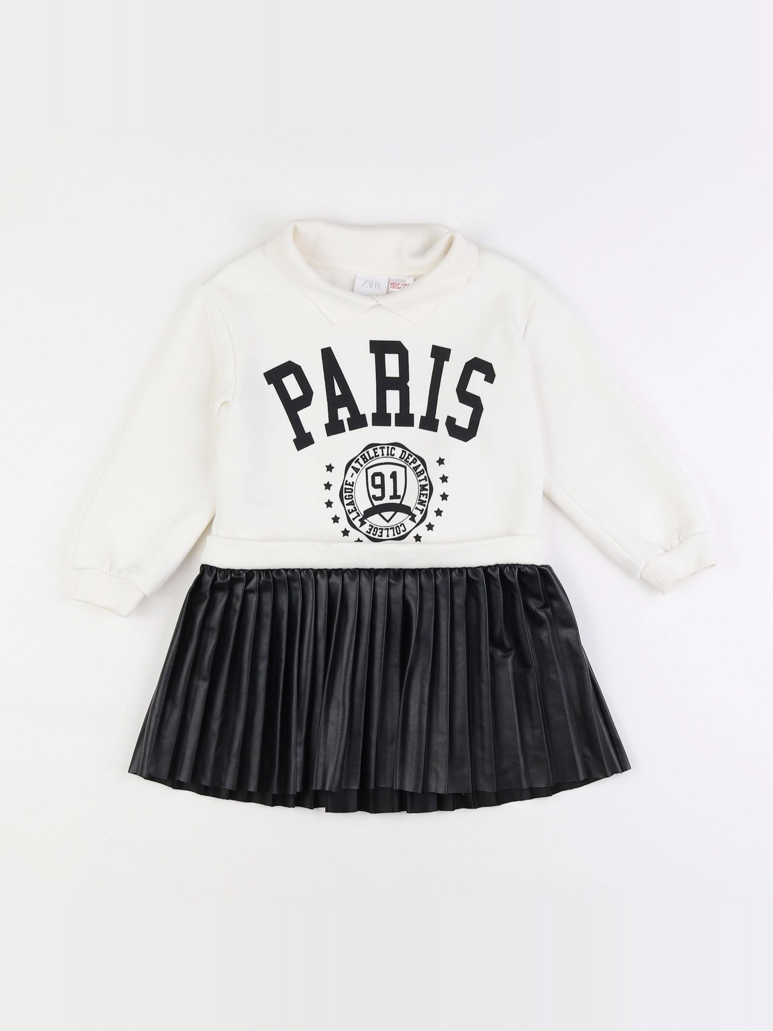 Zara - robe blanc, noir - 2/3 ans