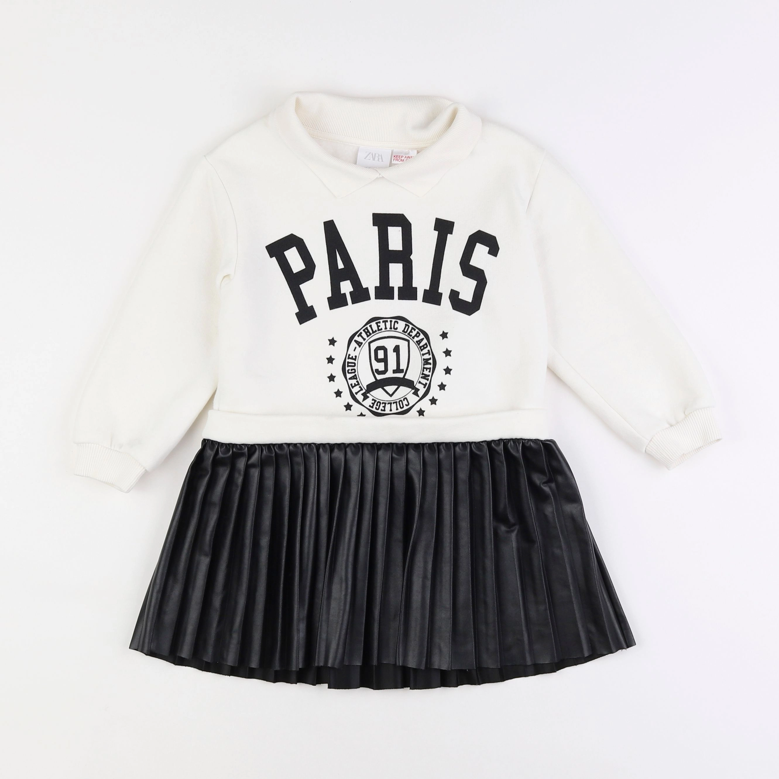 Zara - robe blanc, noir - 2/3 ans