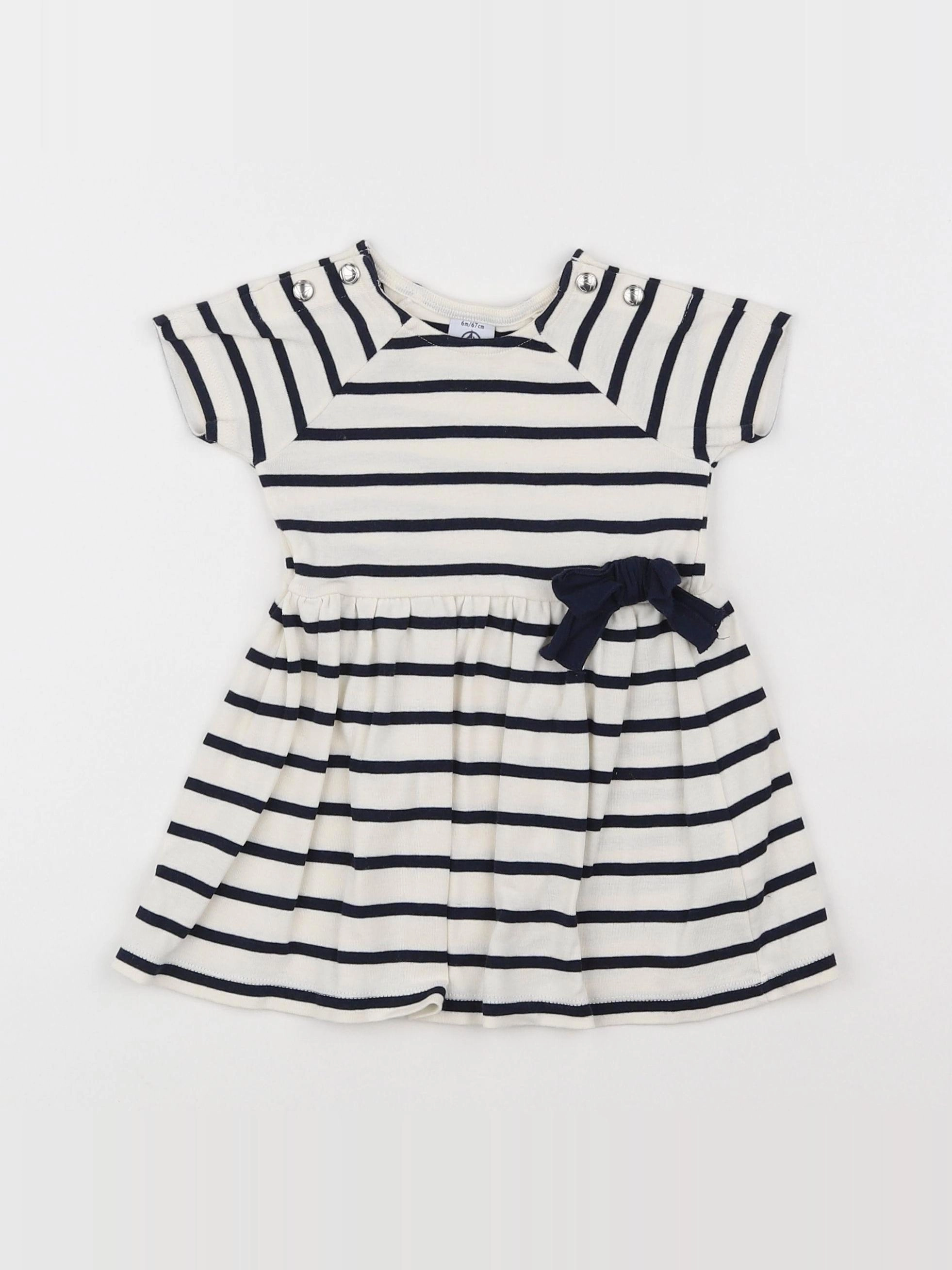 Petit Bateau - robe beige, bleu - 6 mois