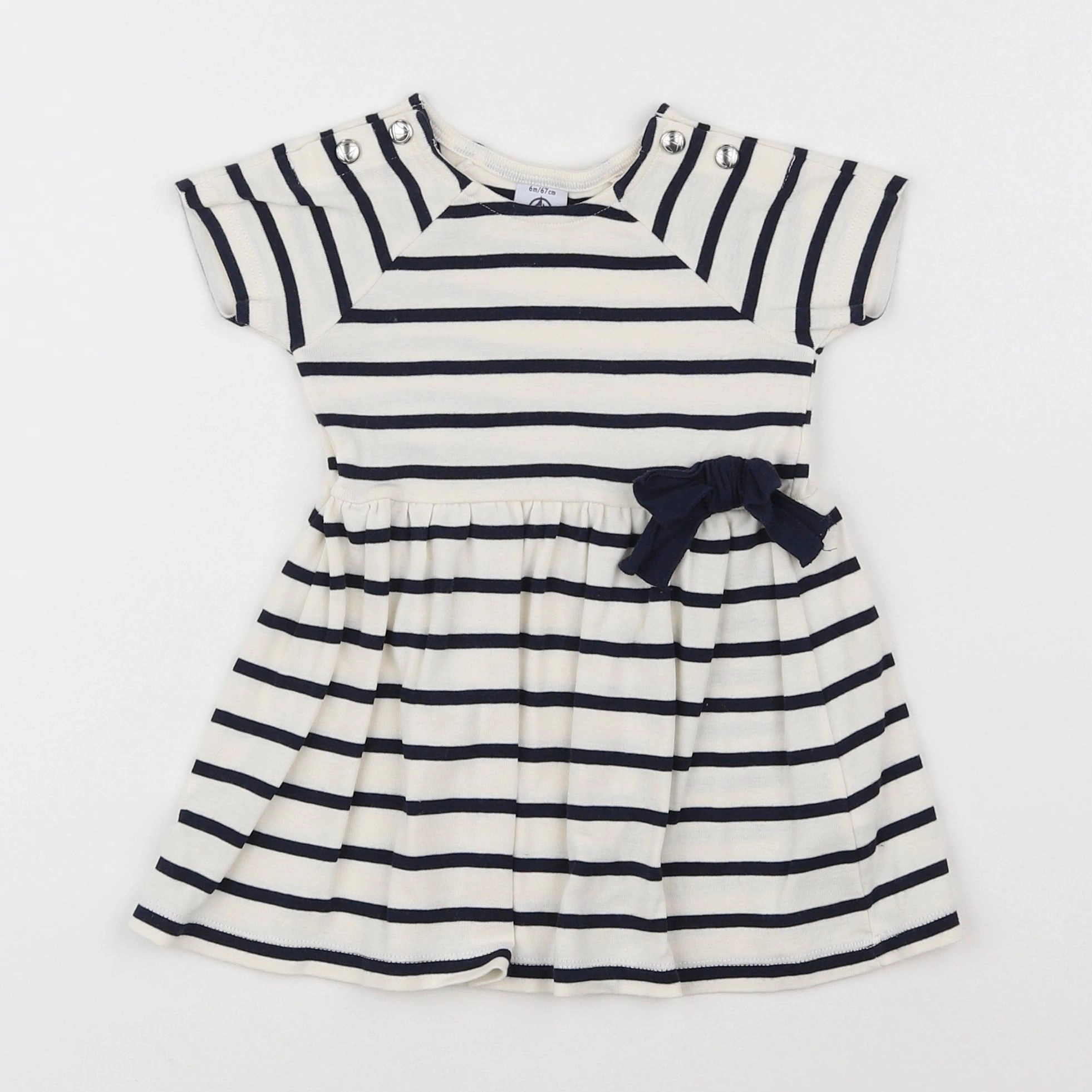 Petit Bateau - robe beige, bleu - 6 mois