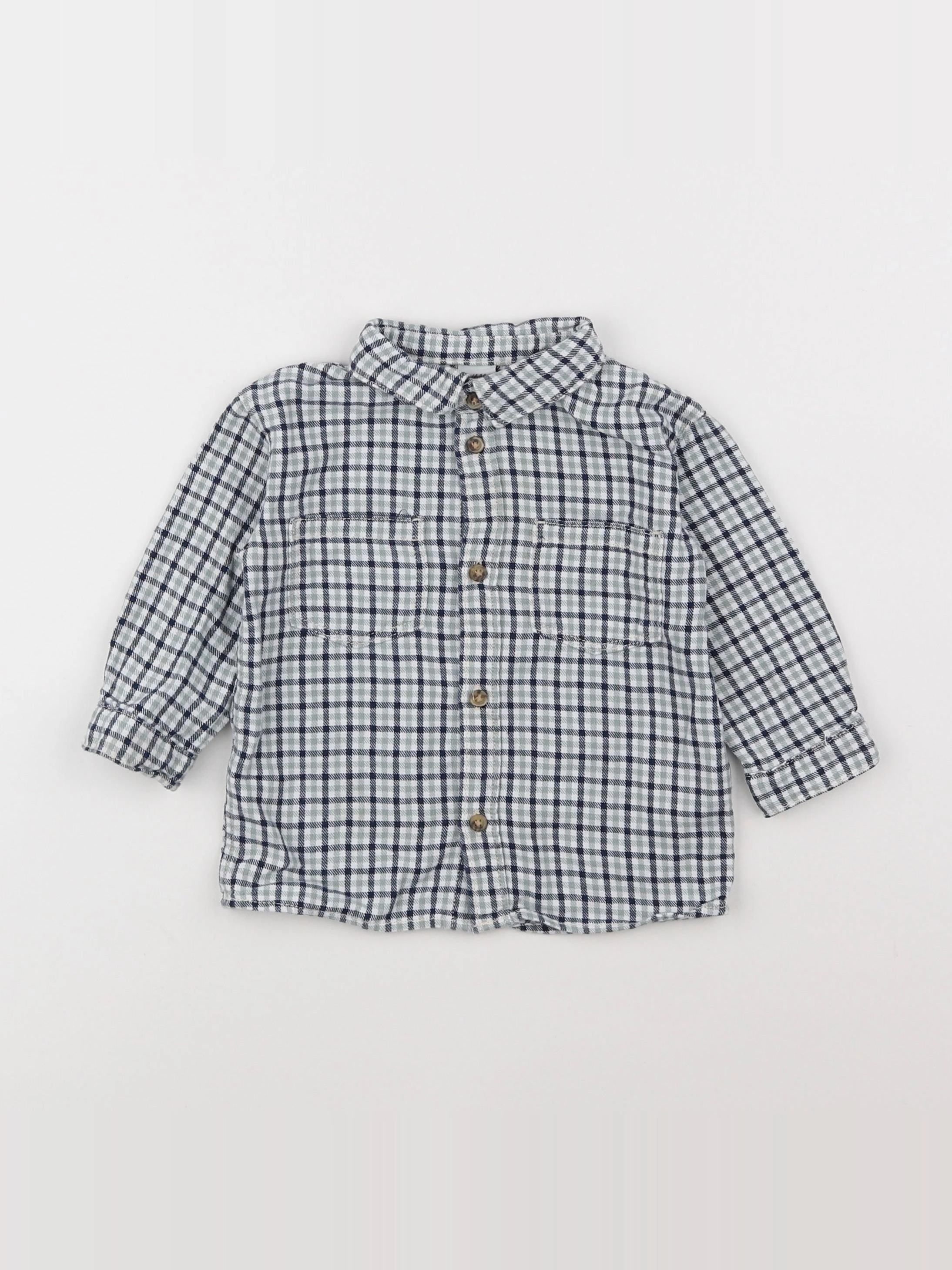 H&M - chemise beige, vert - 6/9 mois