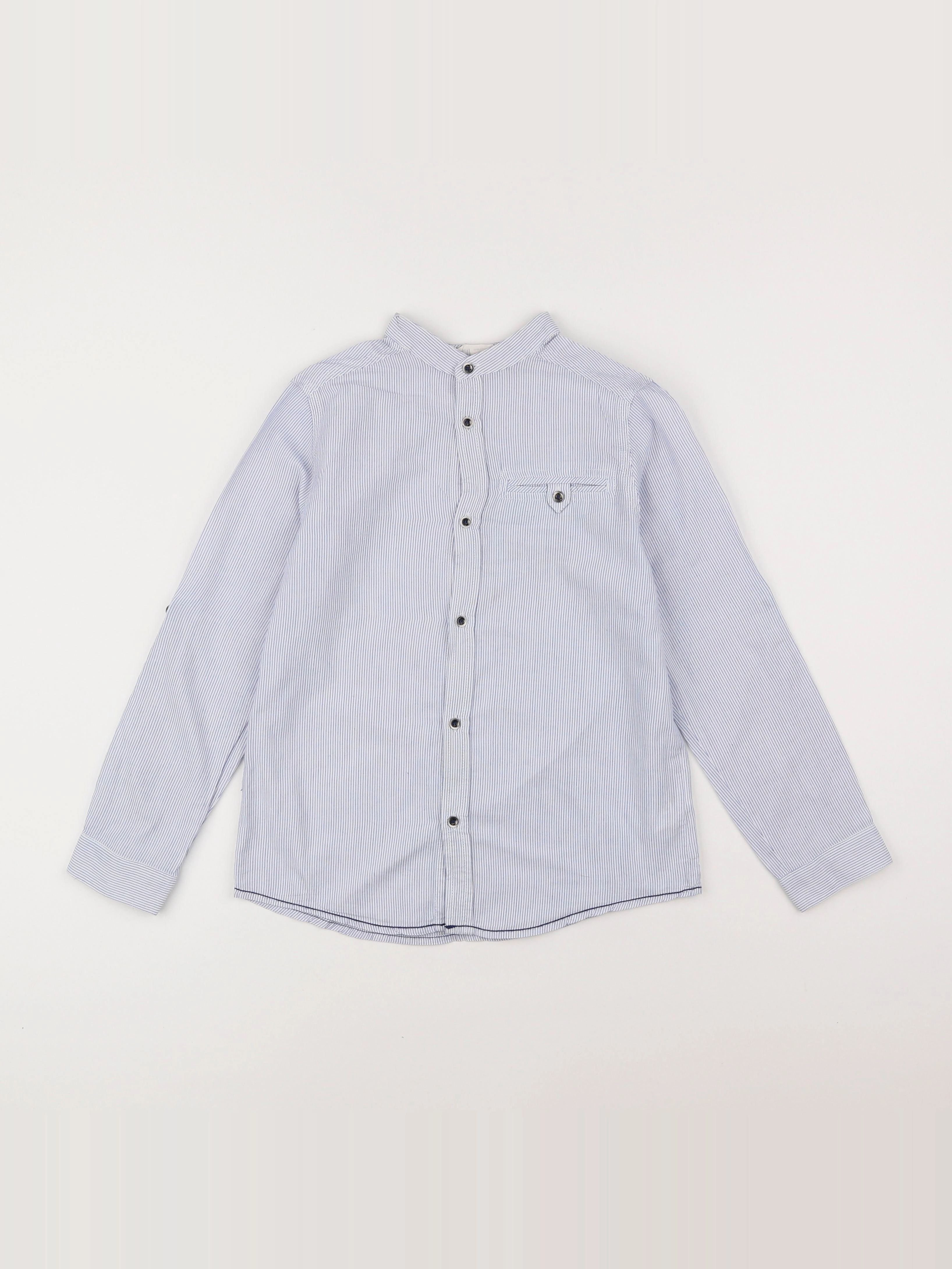 H&M - chemise bleu, blanc - 7/8 ans