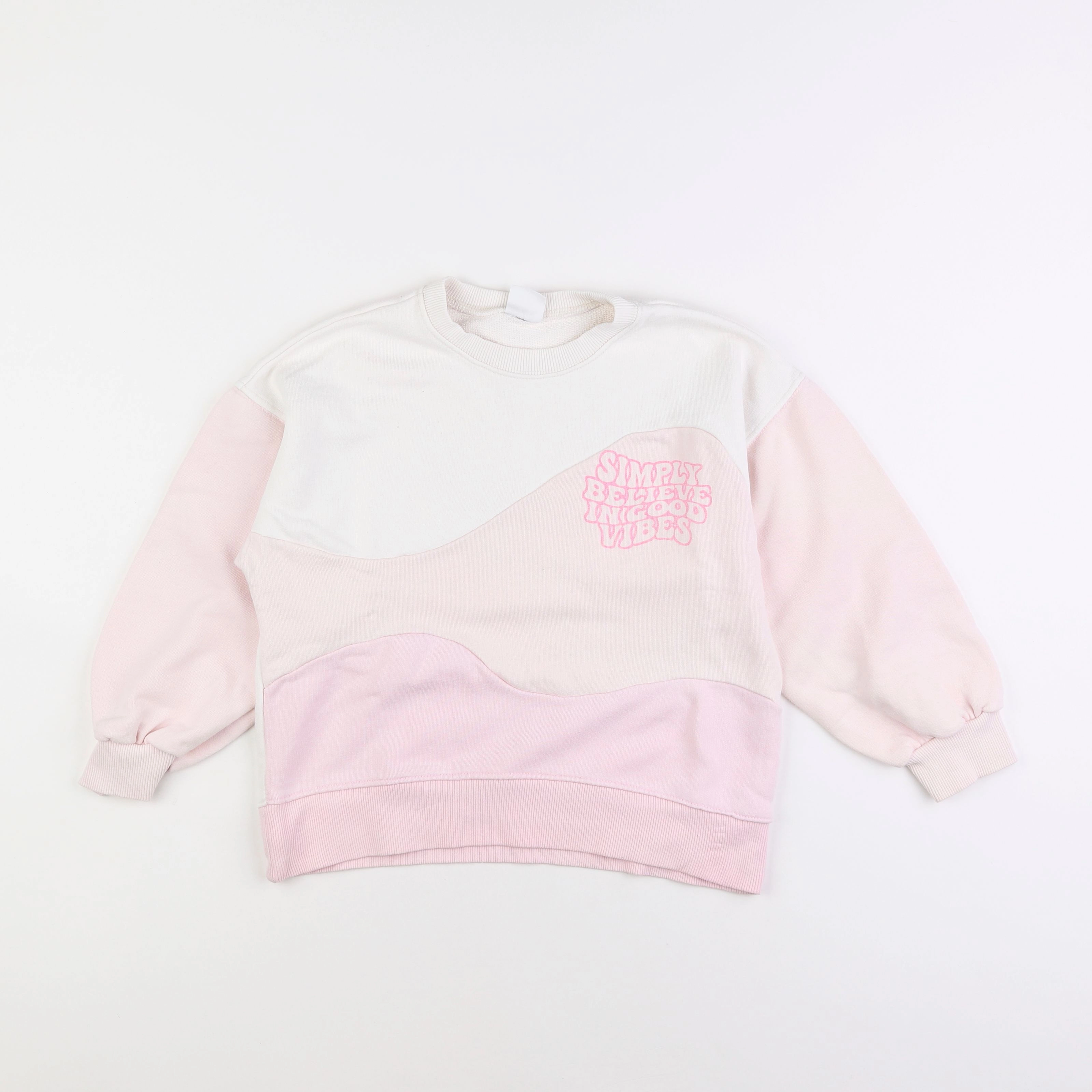 Zara - sweat blanc, rose - 10 ans