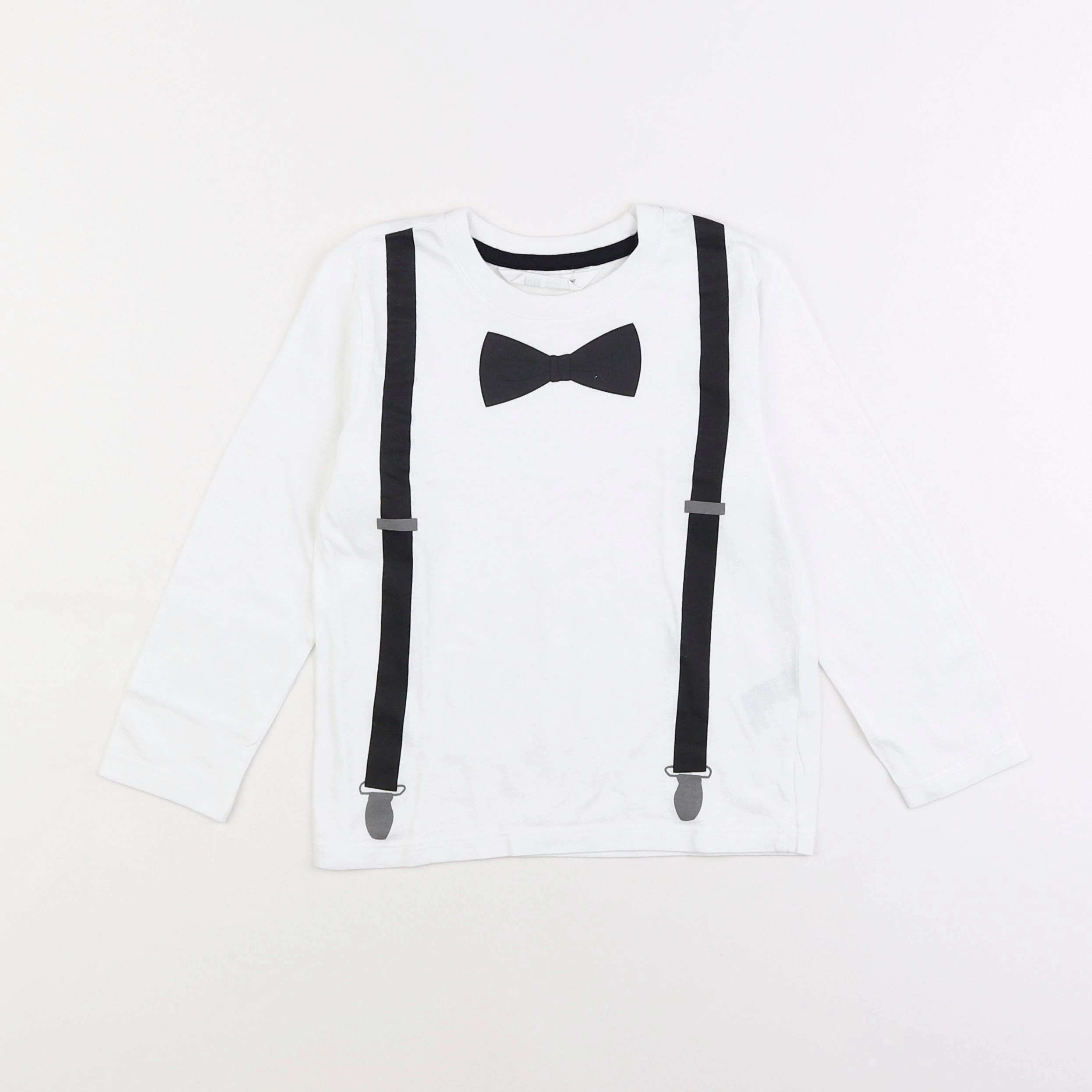 H&M - tee-shirt blanc, noir - 3/4 ans