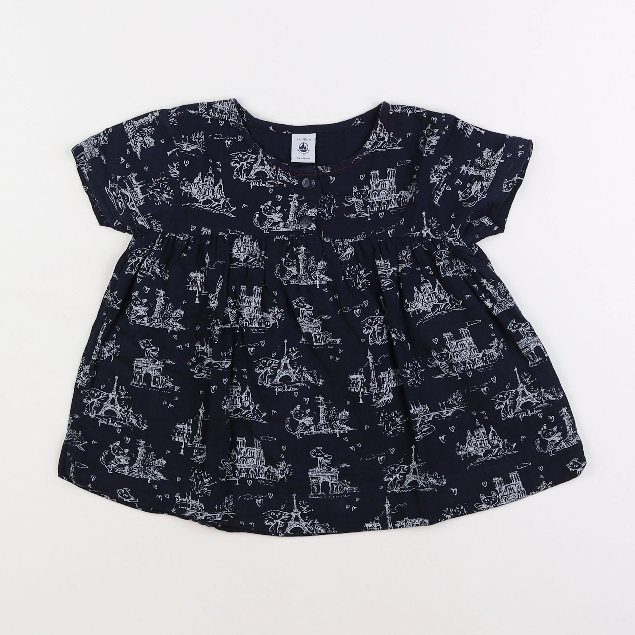 Petit Bateau - blouse bleu - 6 ans