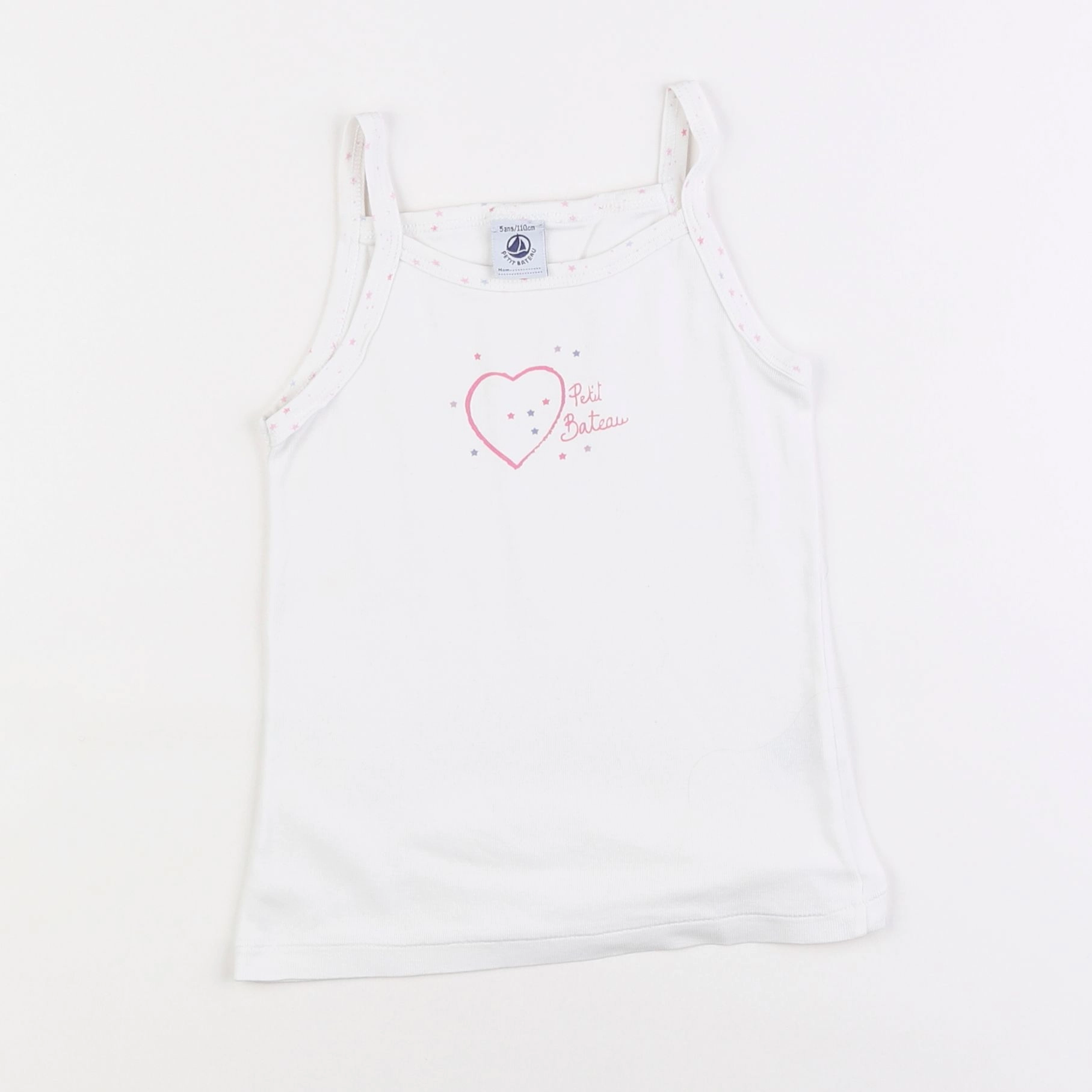 Petit Bateau - maillot de corps blanc, rose - 5 ans