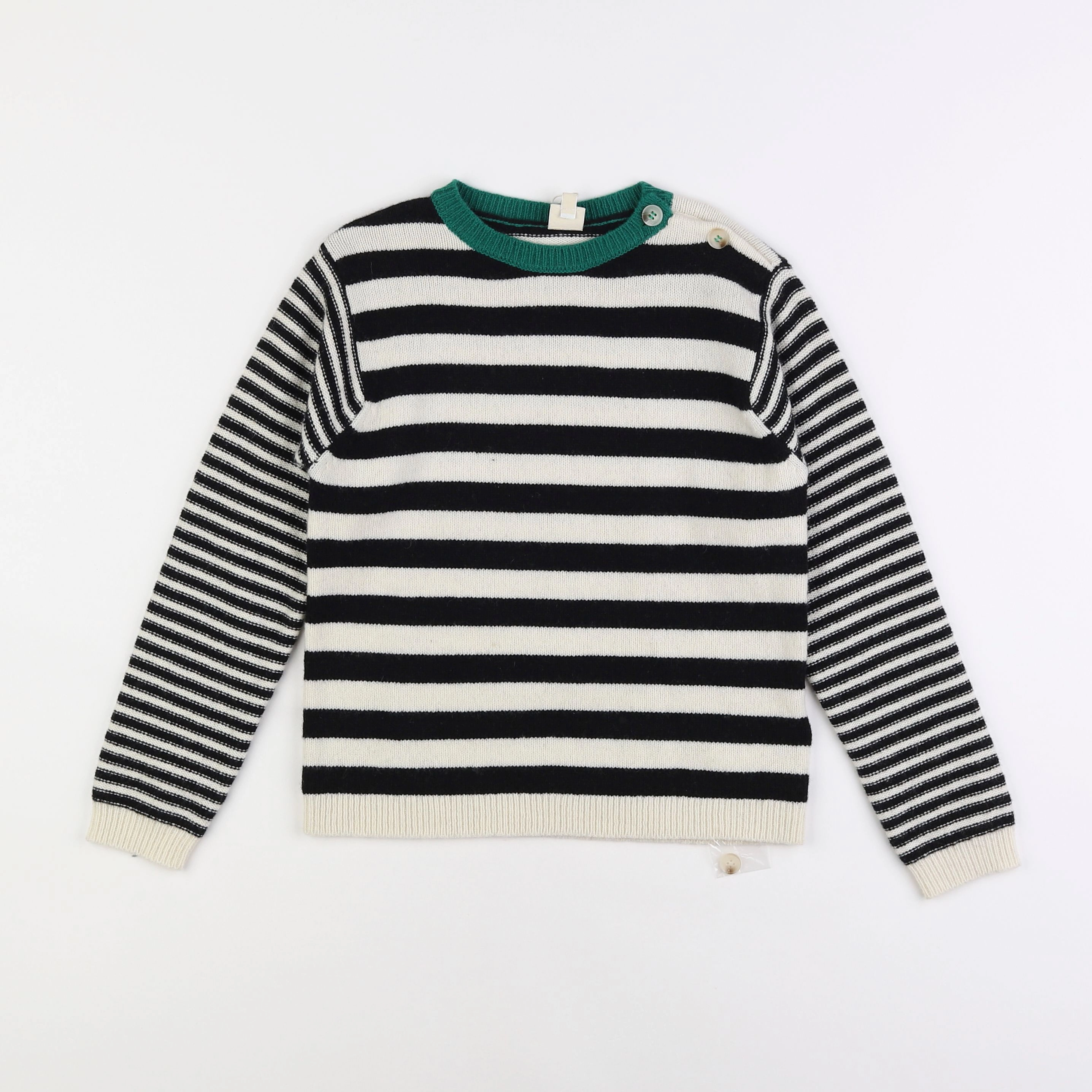 Bonton - pull noir, vert - 8 ans