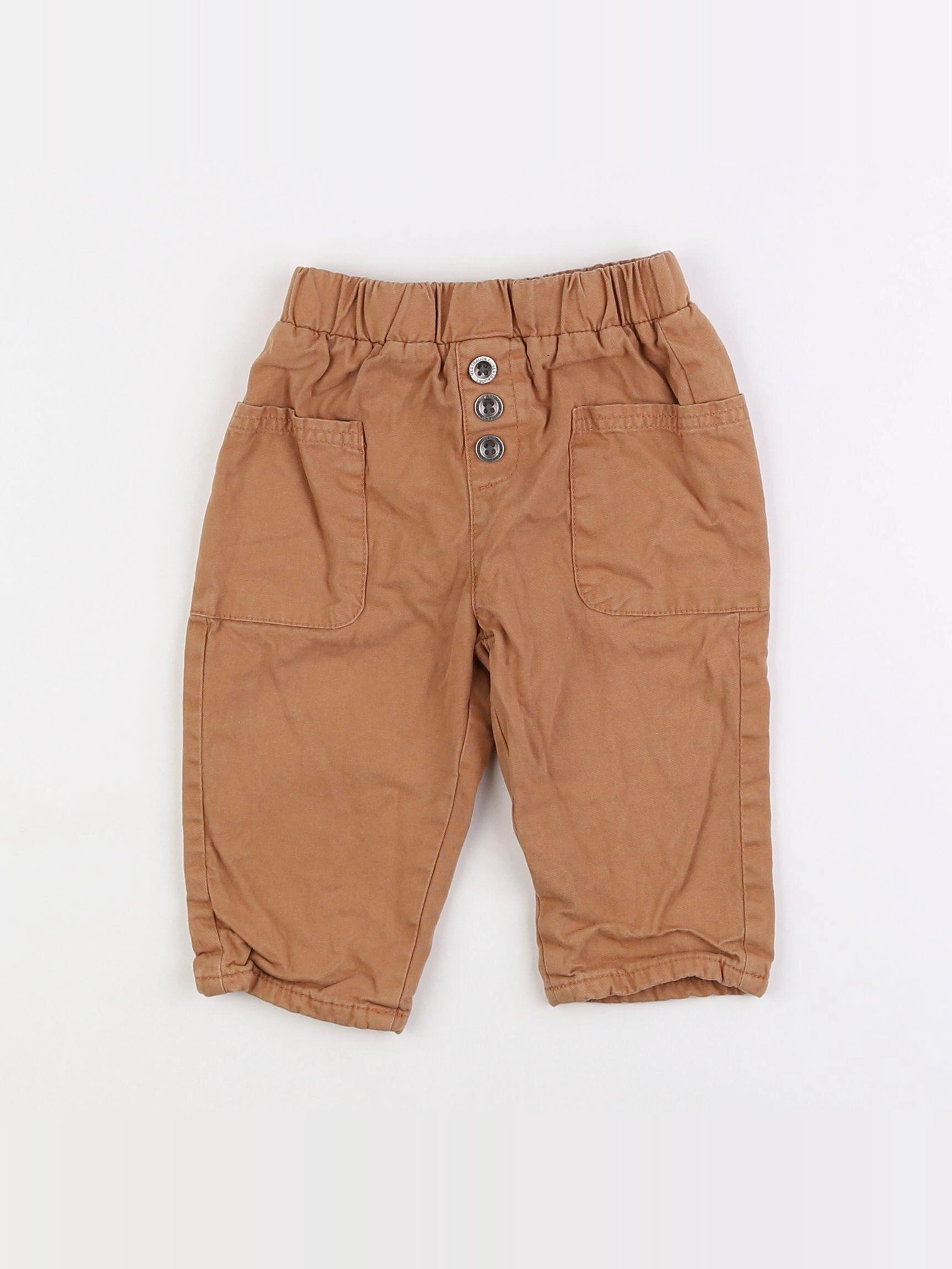 Vertbaudet - pantalon doublé marron - 12 mois