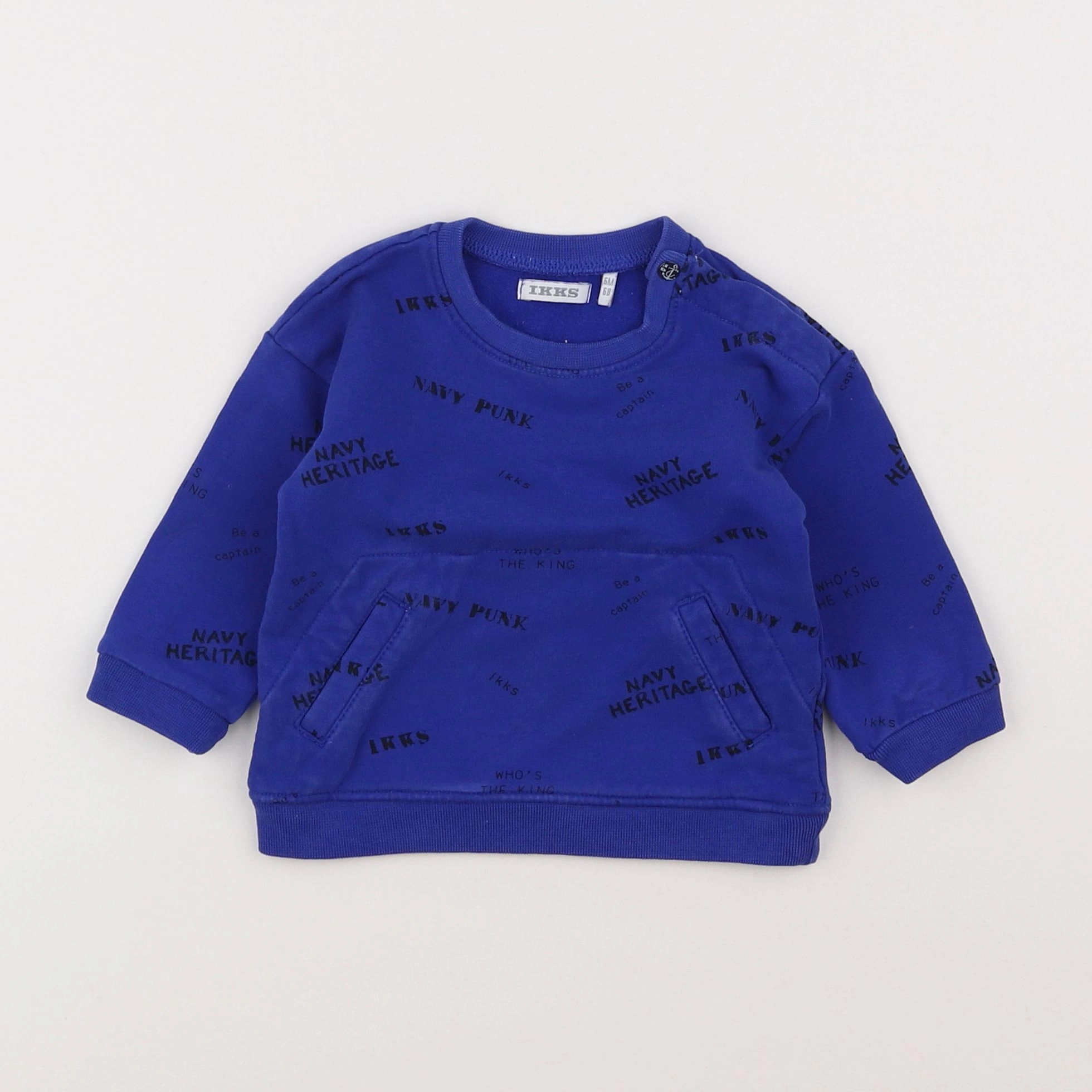 IKKS - sweat bleu - 6 mois