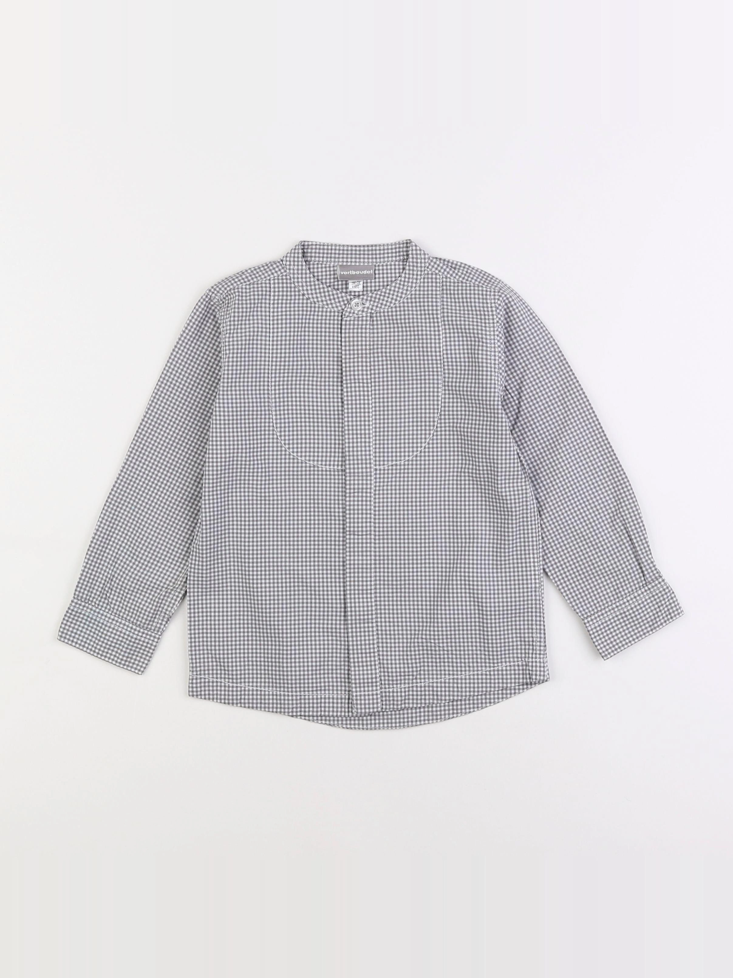 Vertbaudet - chemise blanc, gris - 4 ans
