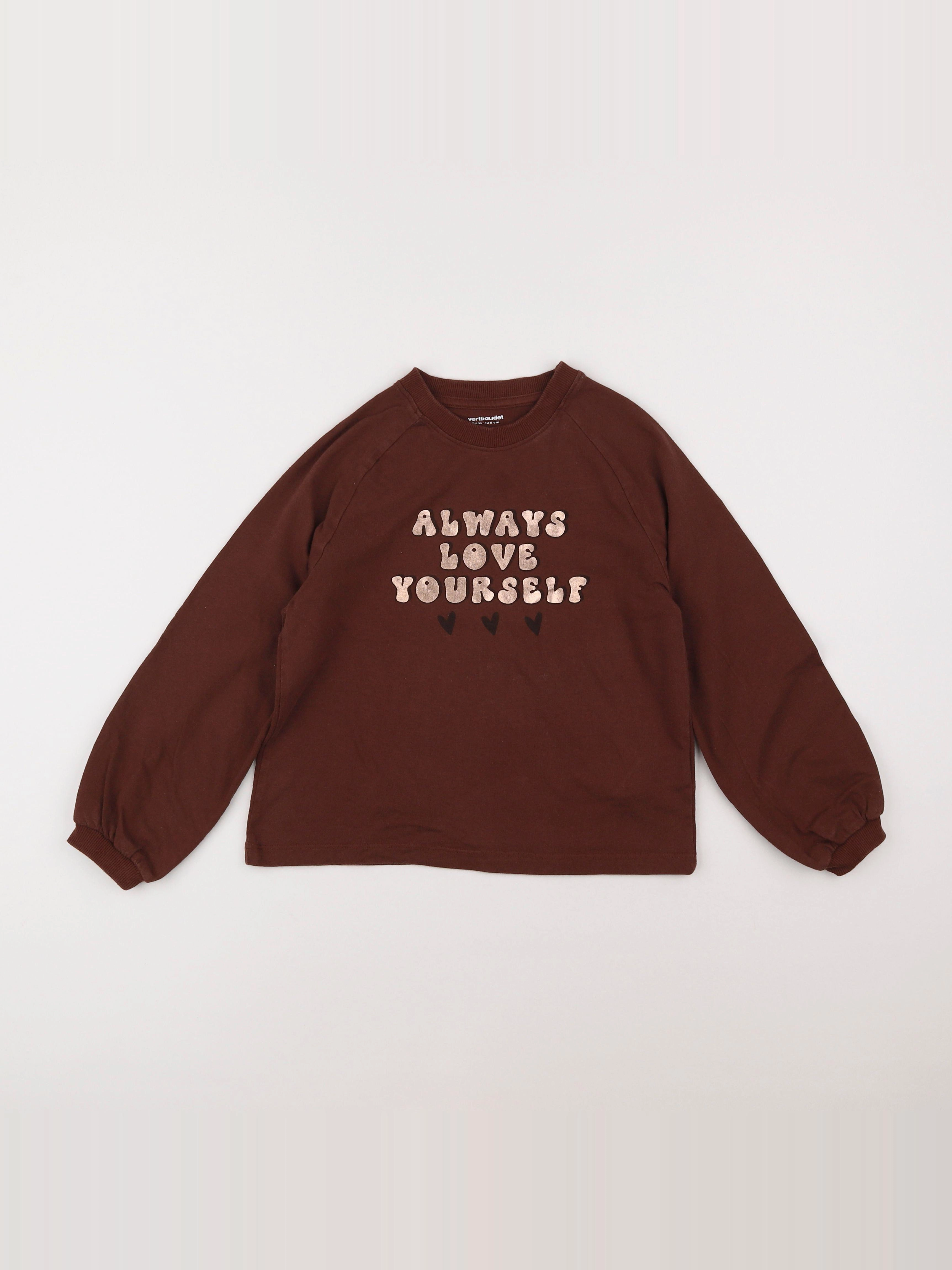 Vertbaudet - sweat marron, or - 8 ans