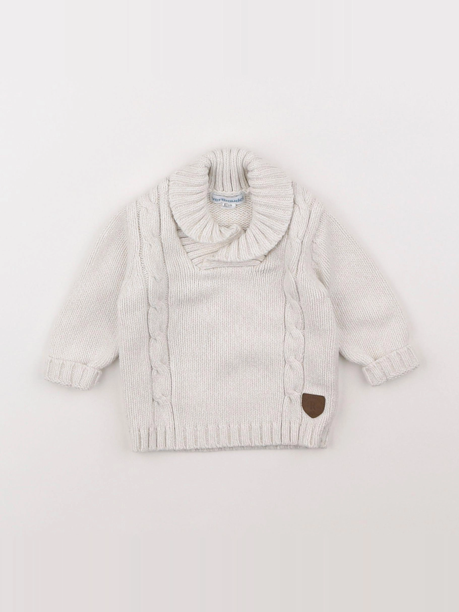 Vertbaudet - pull blanc - 6 mois