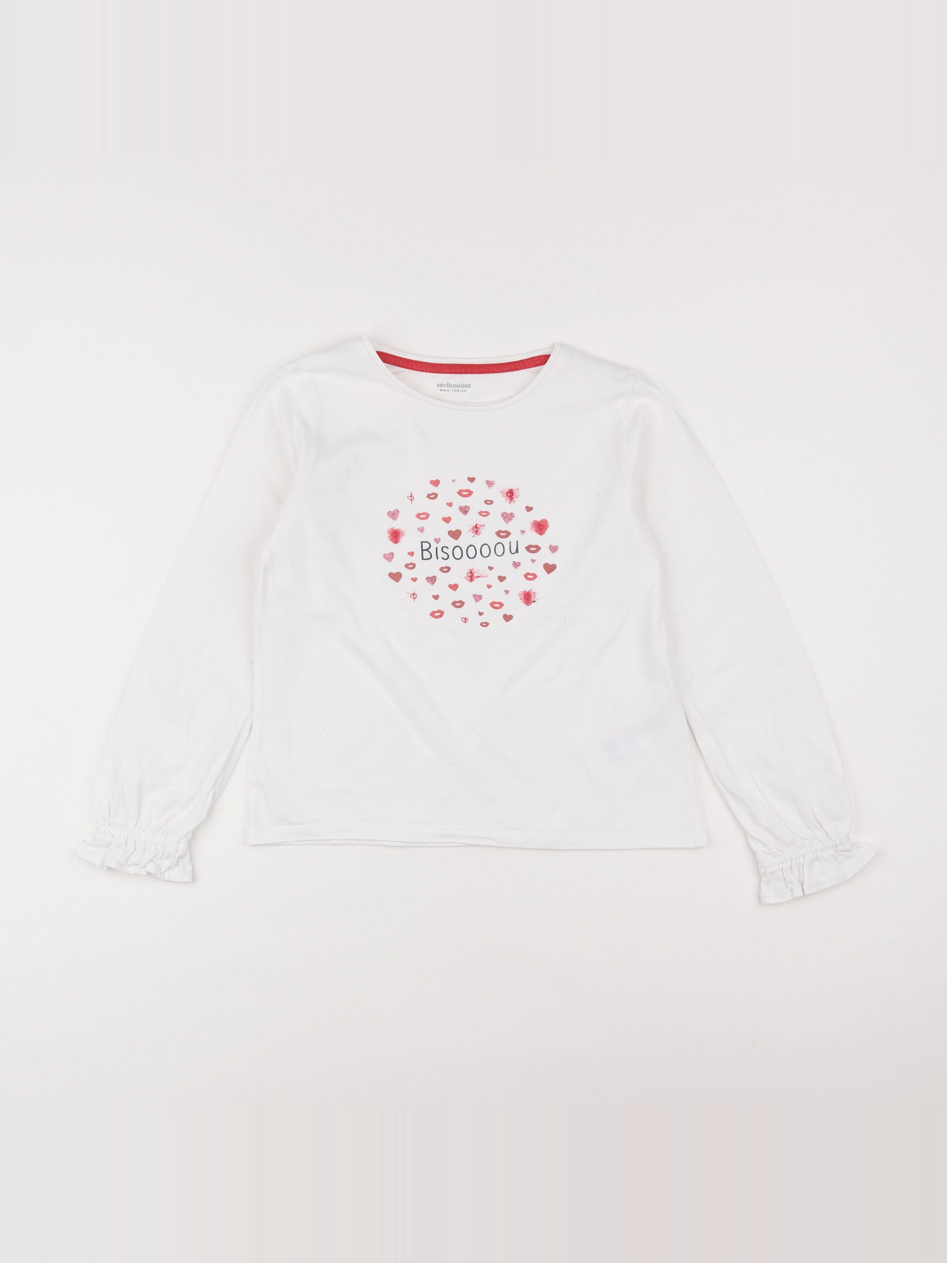 Vertbaudet - tee-shirt blanc - 8 ans