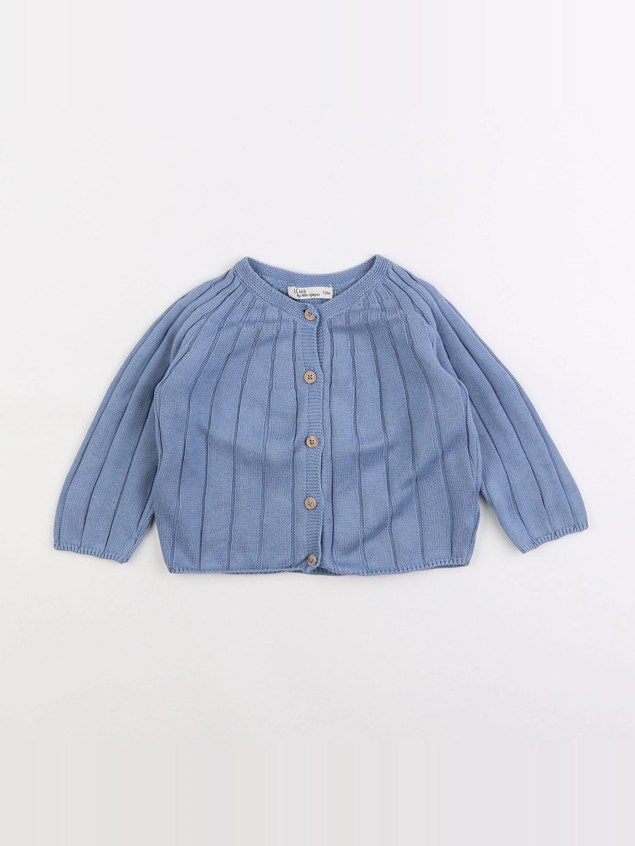 Little Cigogne - gilet bleu - 12 mois