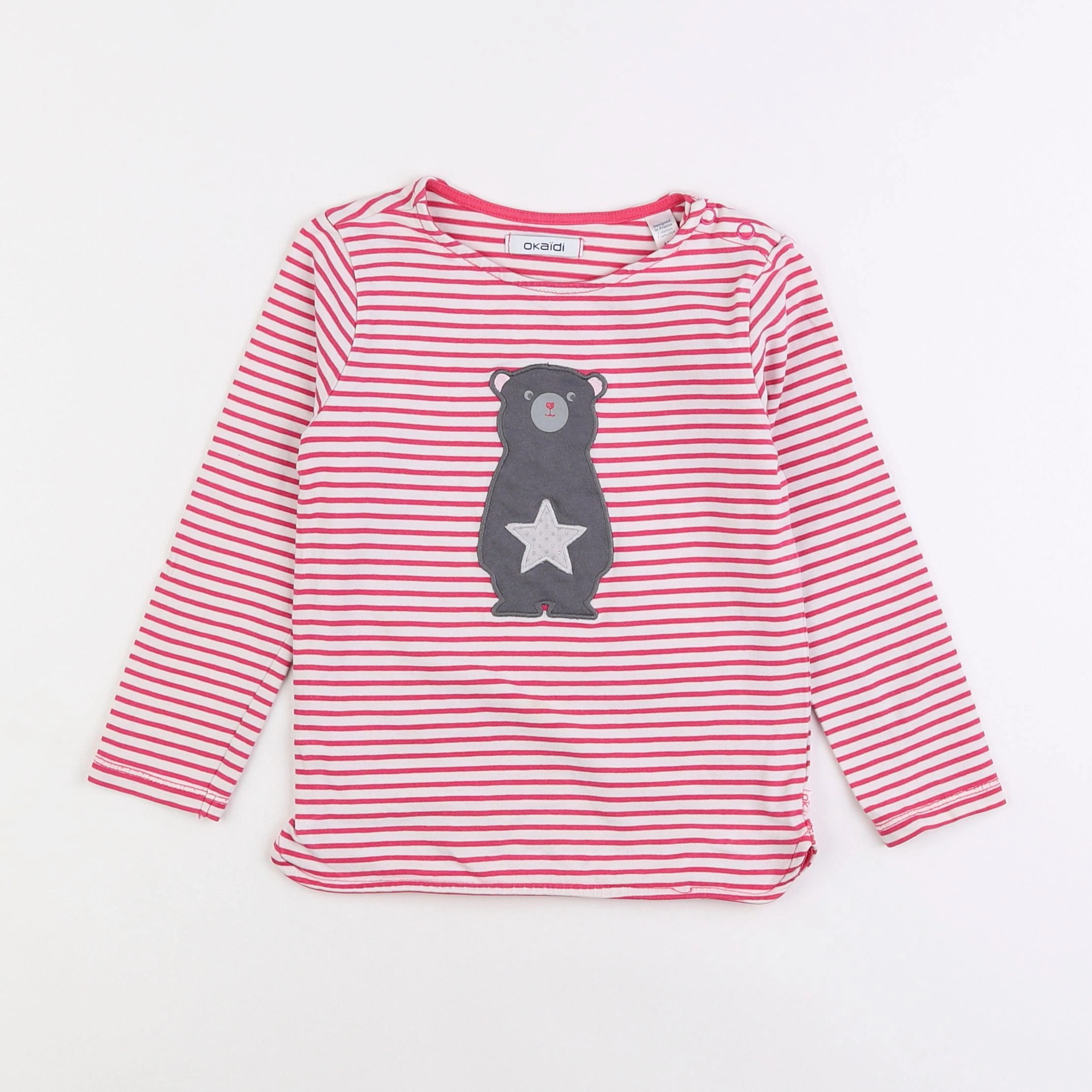 Okaidi - tee-shirt rose, blanc - 4 ans