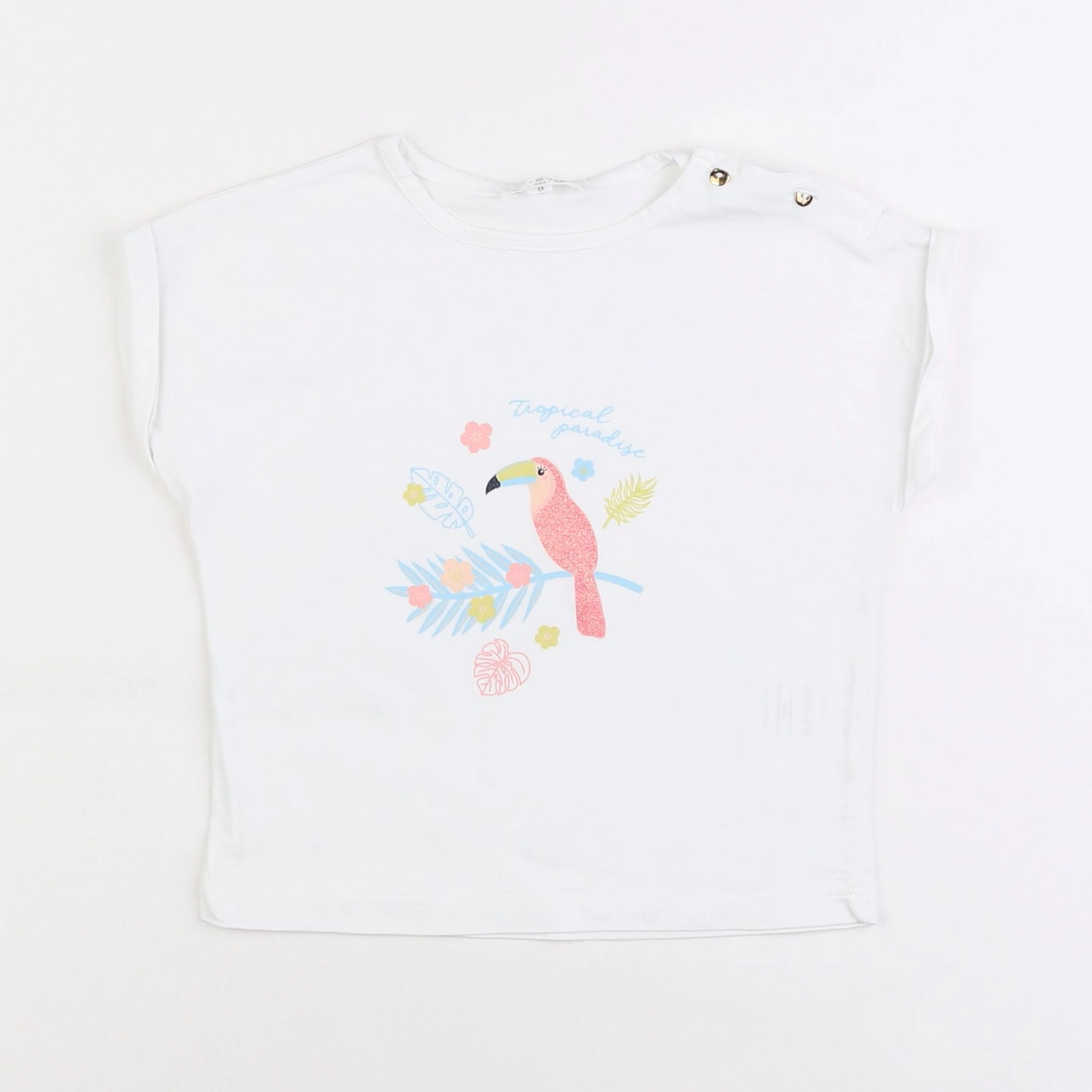 Eden & Victor - tee-shirt blanc, rose - 2 ans