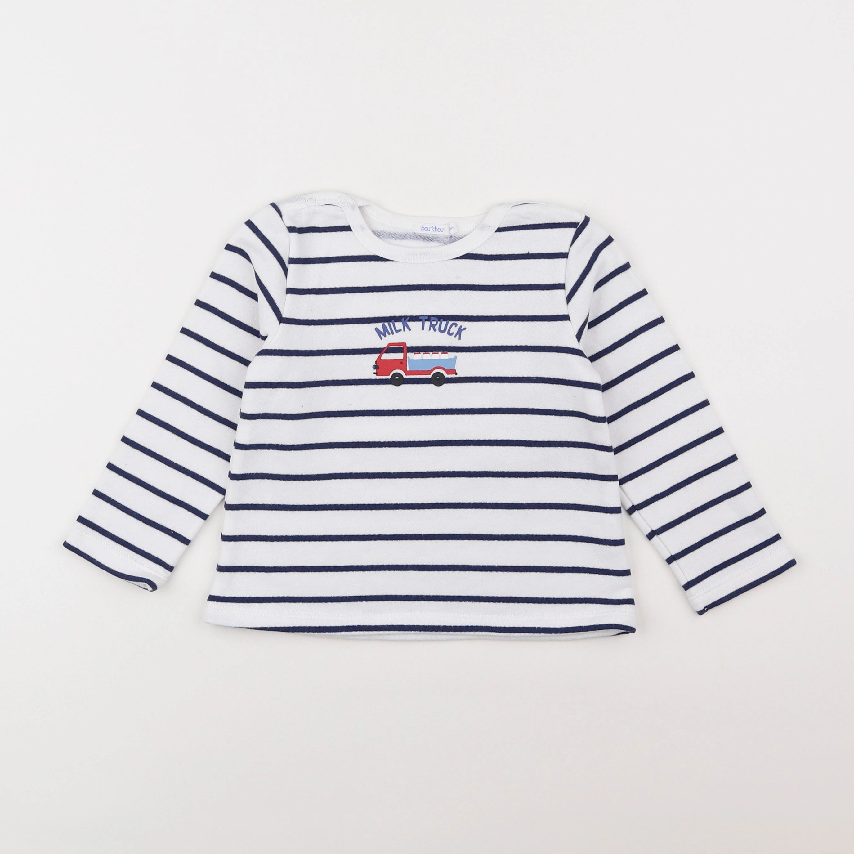 Boutchou - sweat blanc, bleu - 3 ans