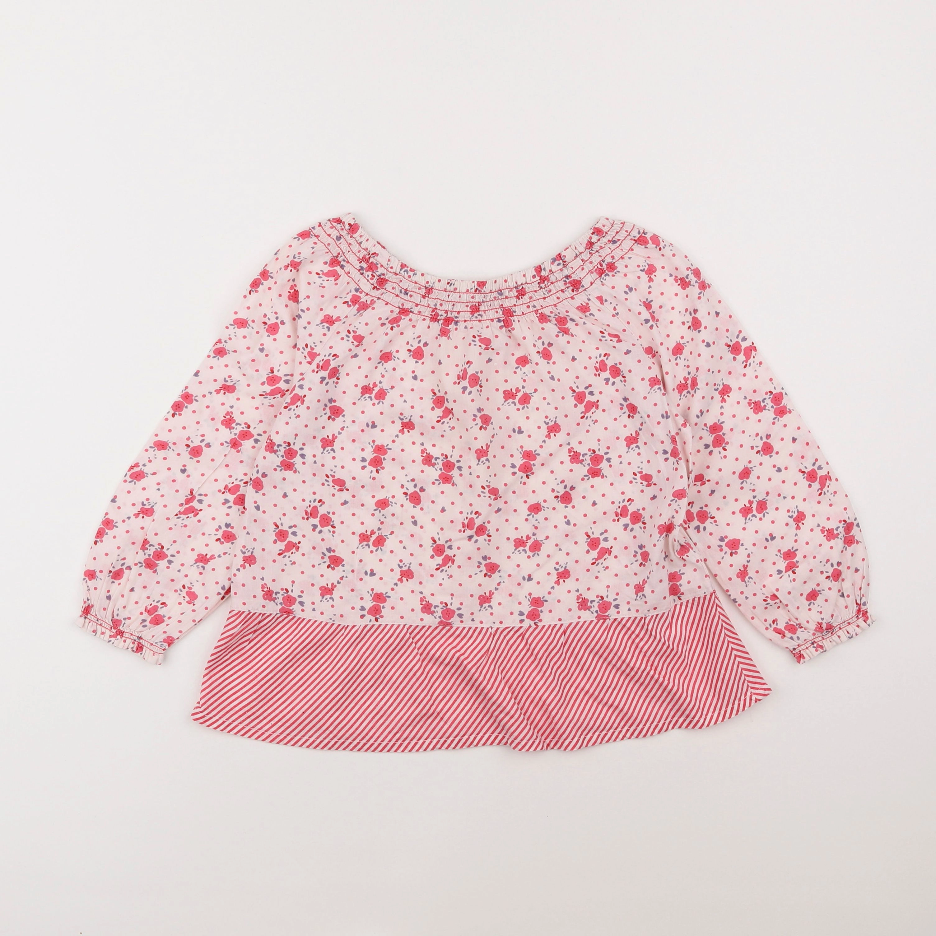 Vertbaudet - blouse blanc, rose - 5 ans