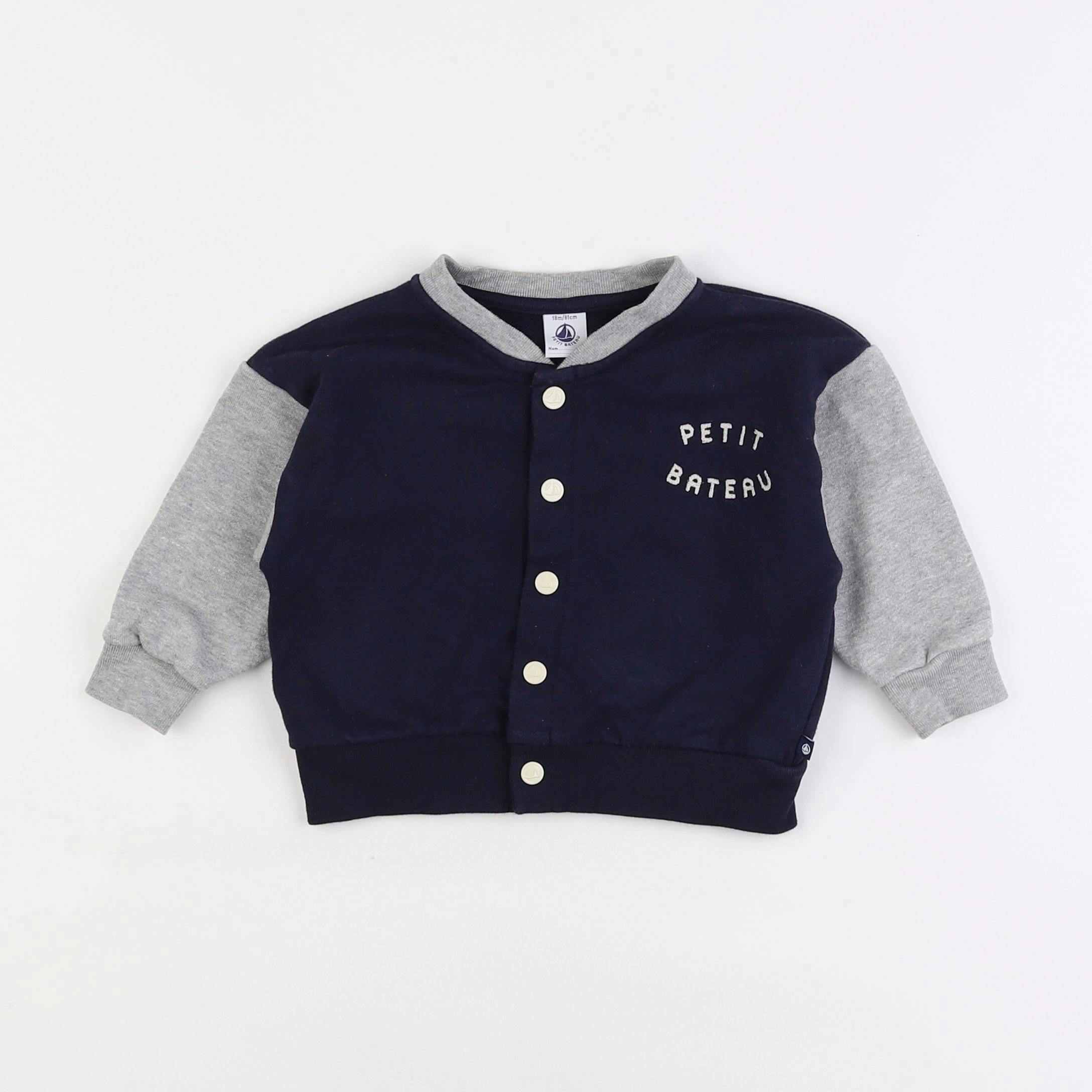 Petit Bateau - sweat bleu, gris - 18 mois