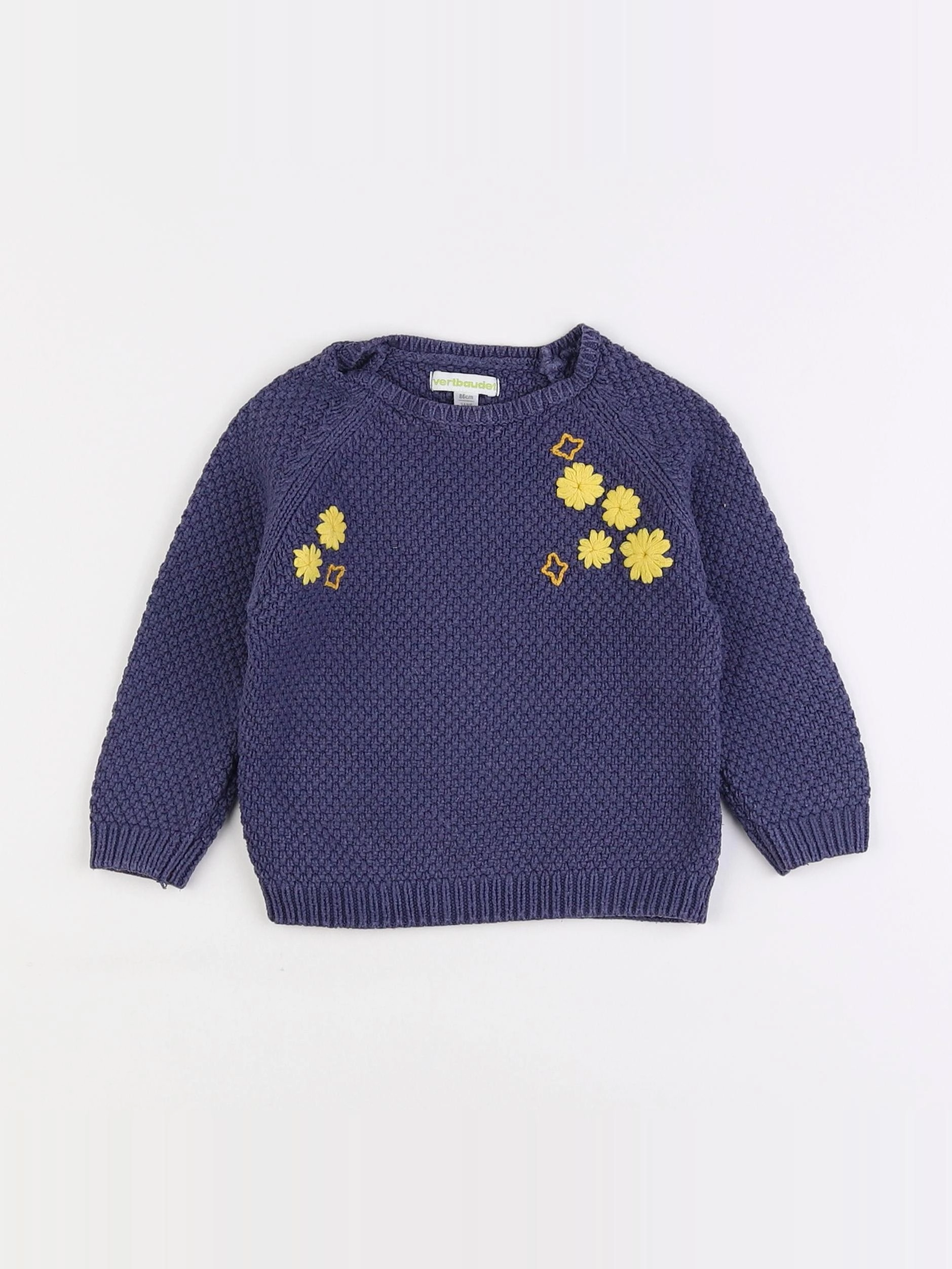 Vertbaudet - pull violet, jaune - 2 ans