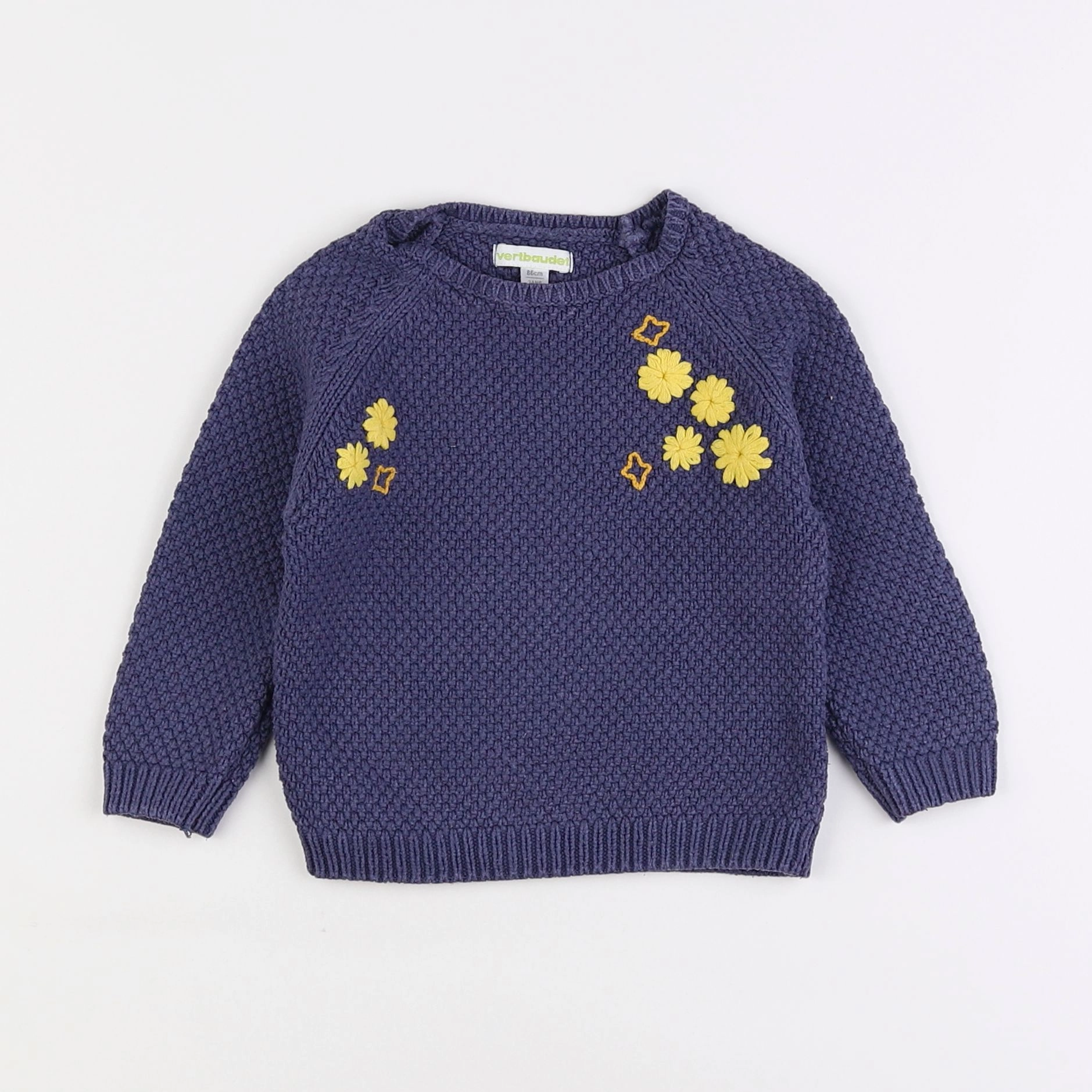 Vertbaudet - pull violet, jaune - 2 ans