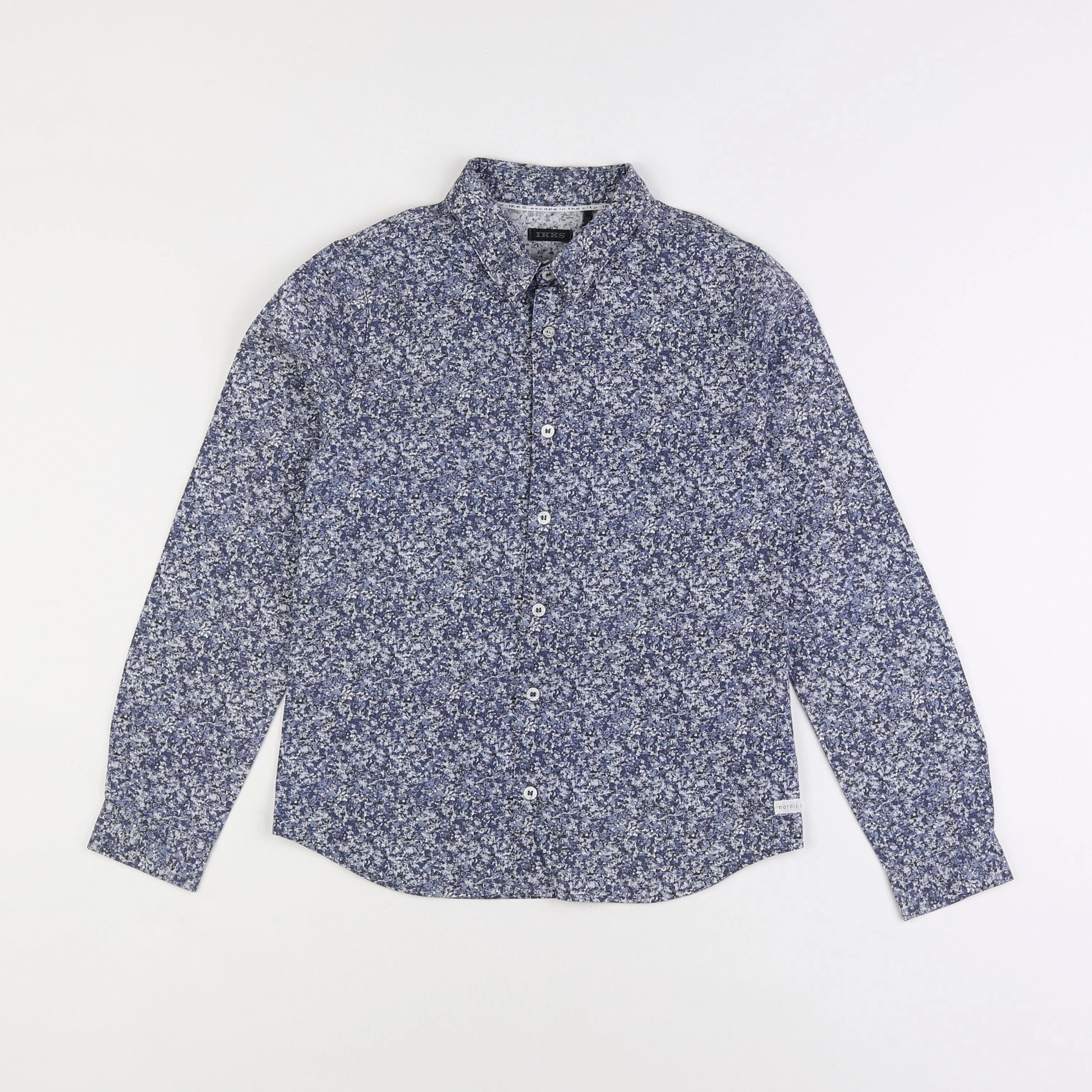 IKKS - chemise bleu, blanc - 10 ans