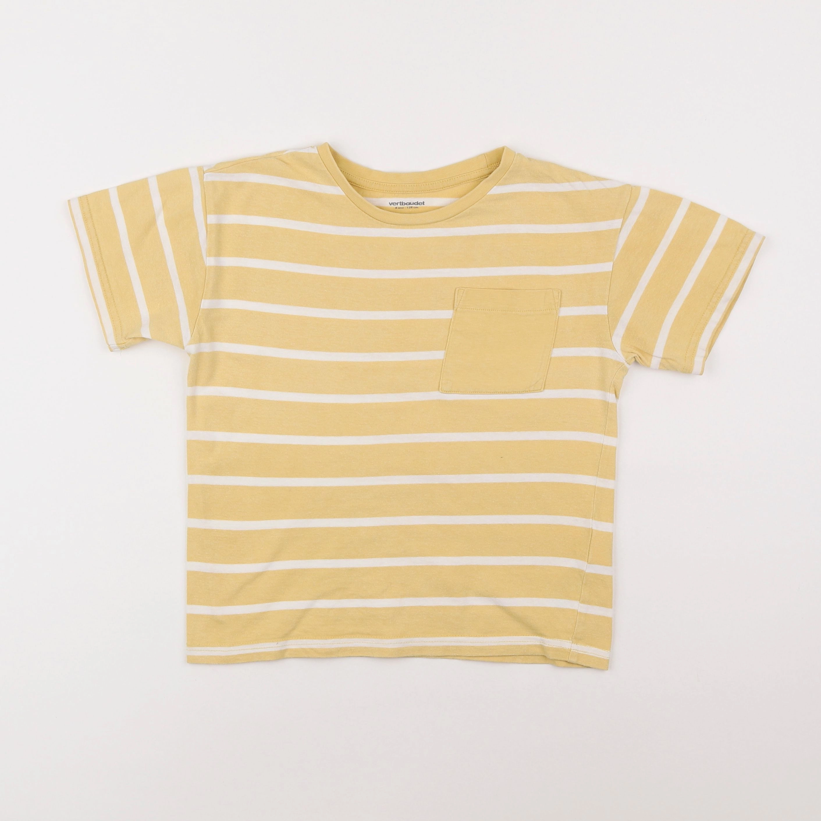 Vertbaudet - tee-shirt blanc, jaune - 8 ans